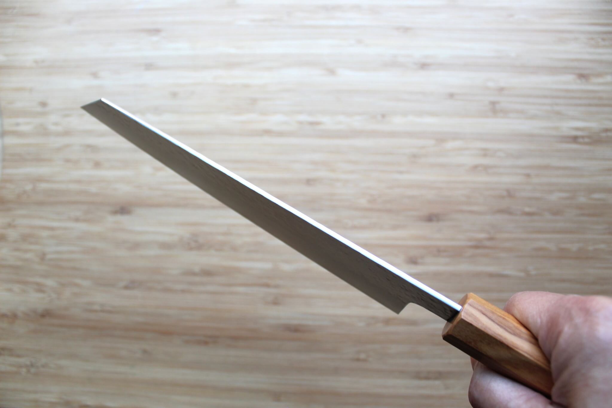 Hado Shiosai SG2 Powdered Stainless 210mm Kengata Gyuto - Olive Wood Handle