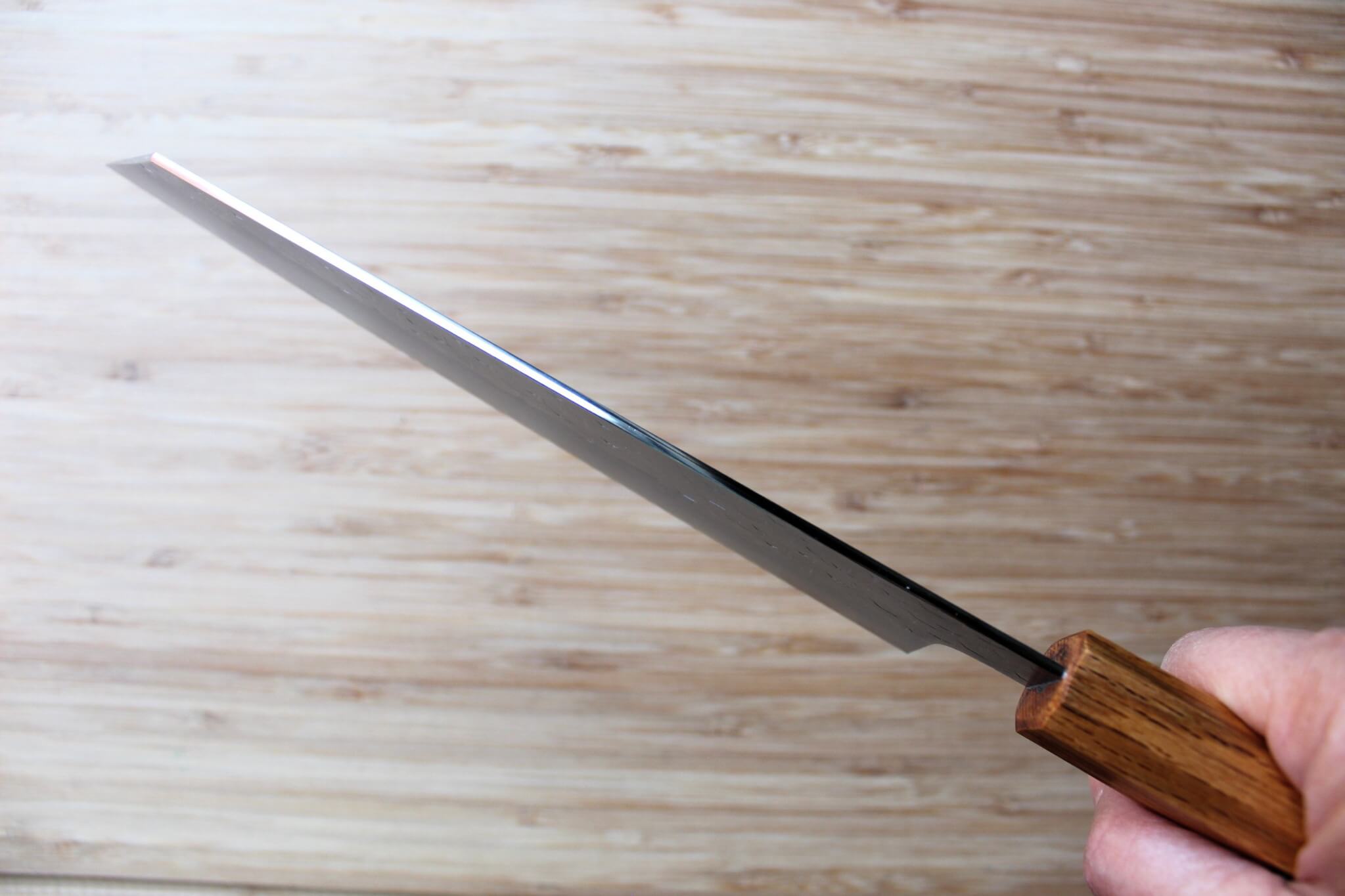 Hado Shiosai SG2 Powdered Stainless 210mm Kengata Gyuto - Oak Wood Handle