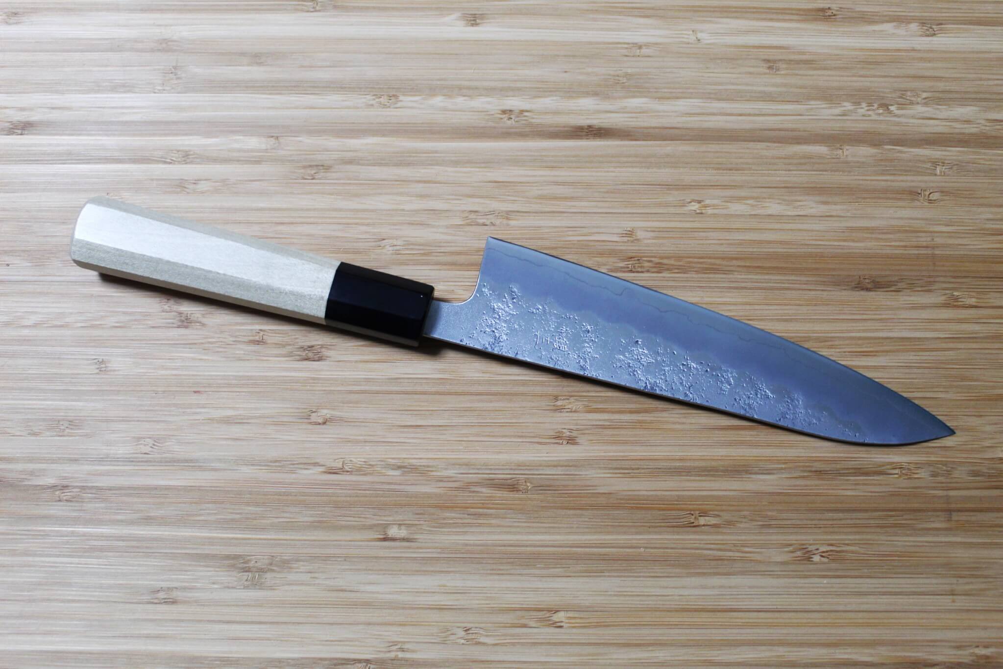 Hounen Kihan Oborozuki Ginsan Nashiji Gyuto Knife 180 mm / 7.1" with Magnolia Handle