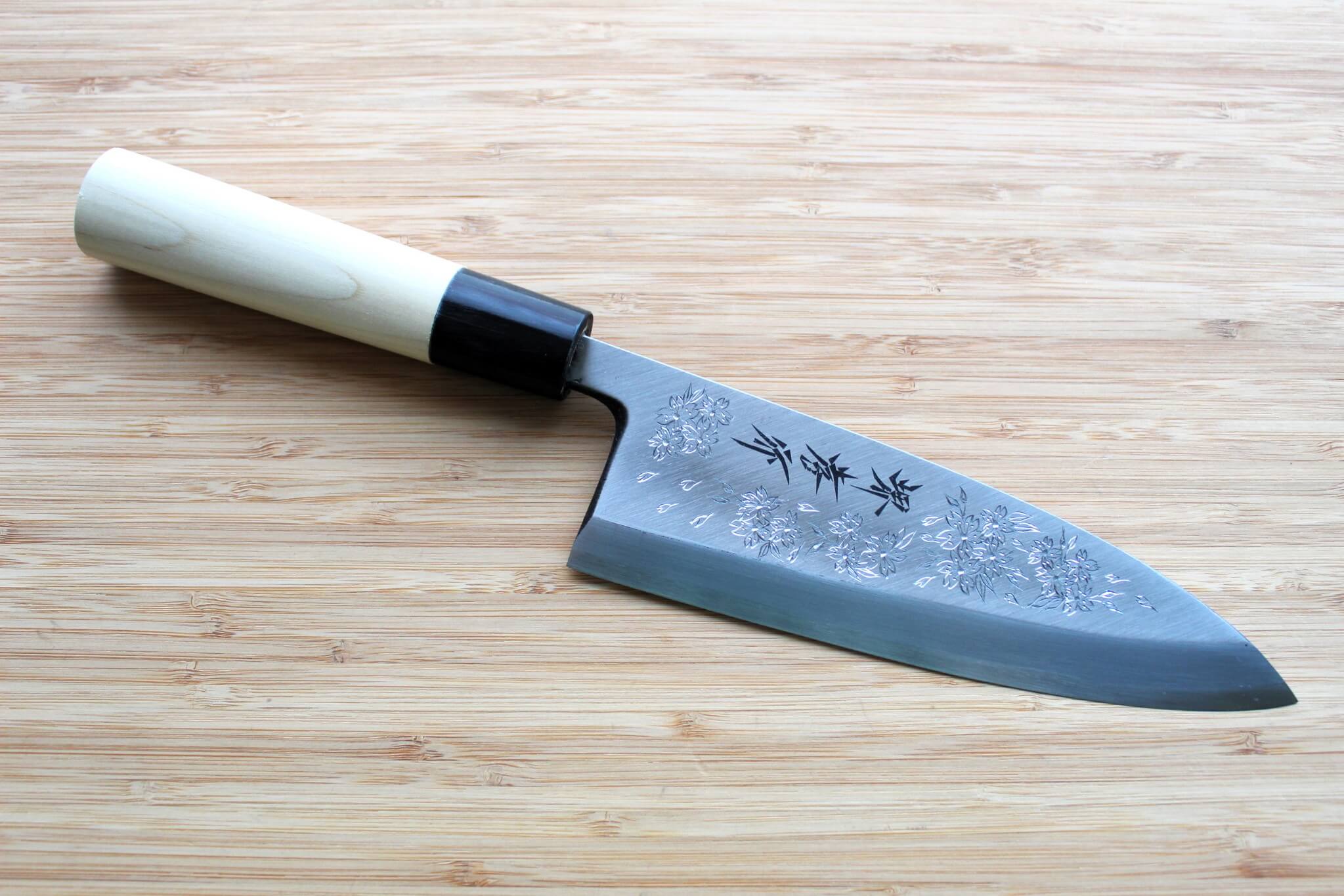 Sakai Takayuki Custom Sakura Decorative Deba Knife White Steel 180mm (7.0")