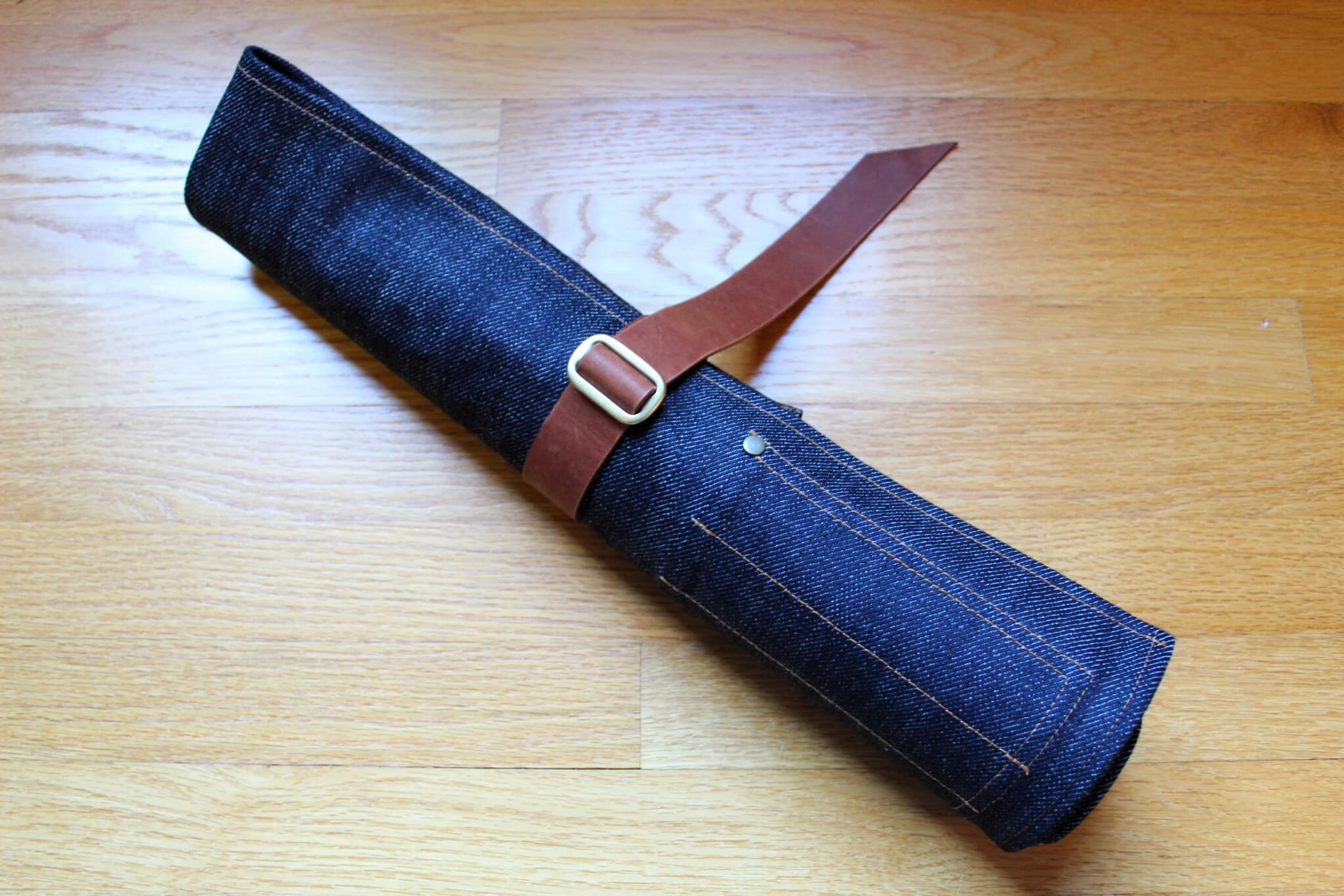 Kaneshige Hamono Handmade Denim and Leather Knife Roll