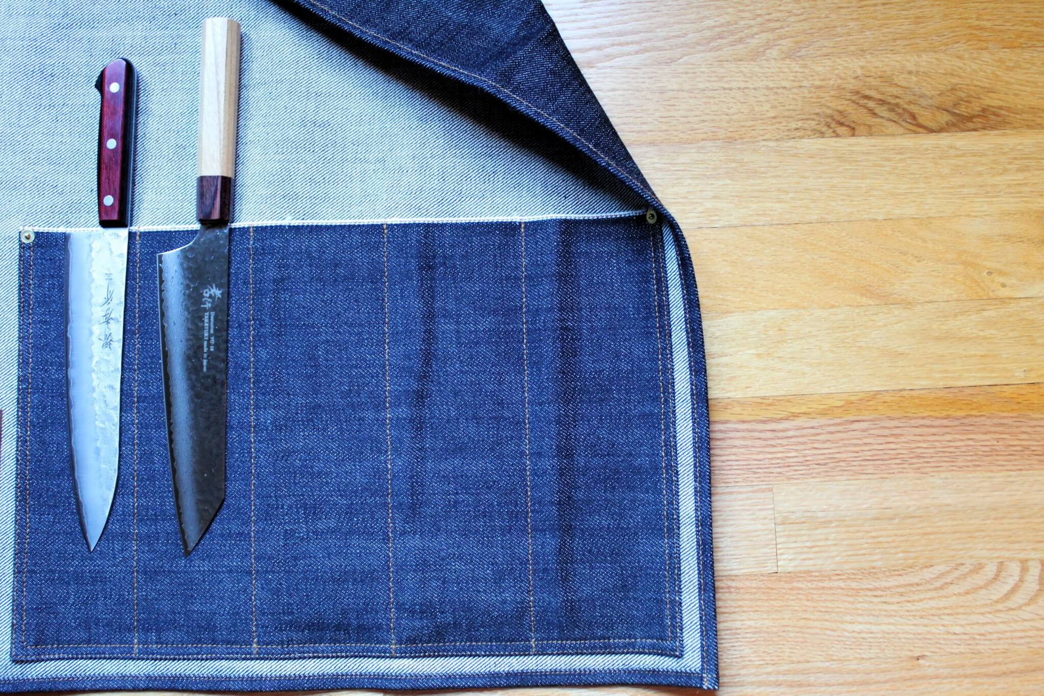 Kaneshige Hamono Handmade Denim and Leather Knife Roll