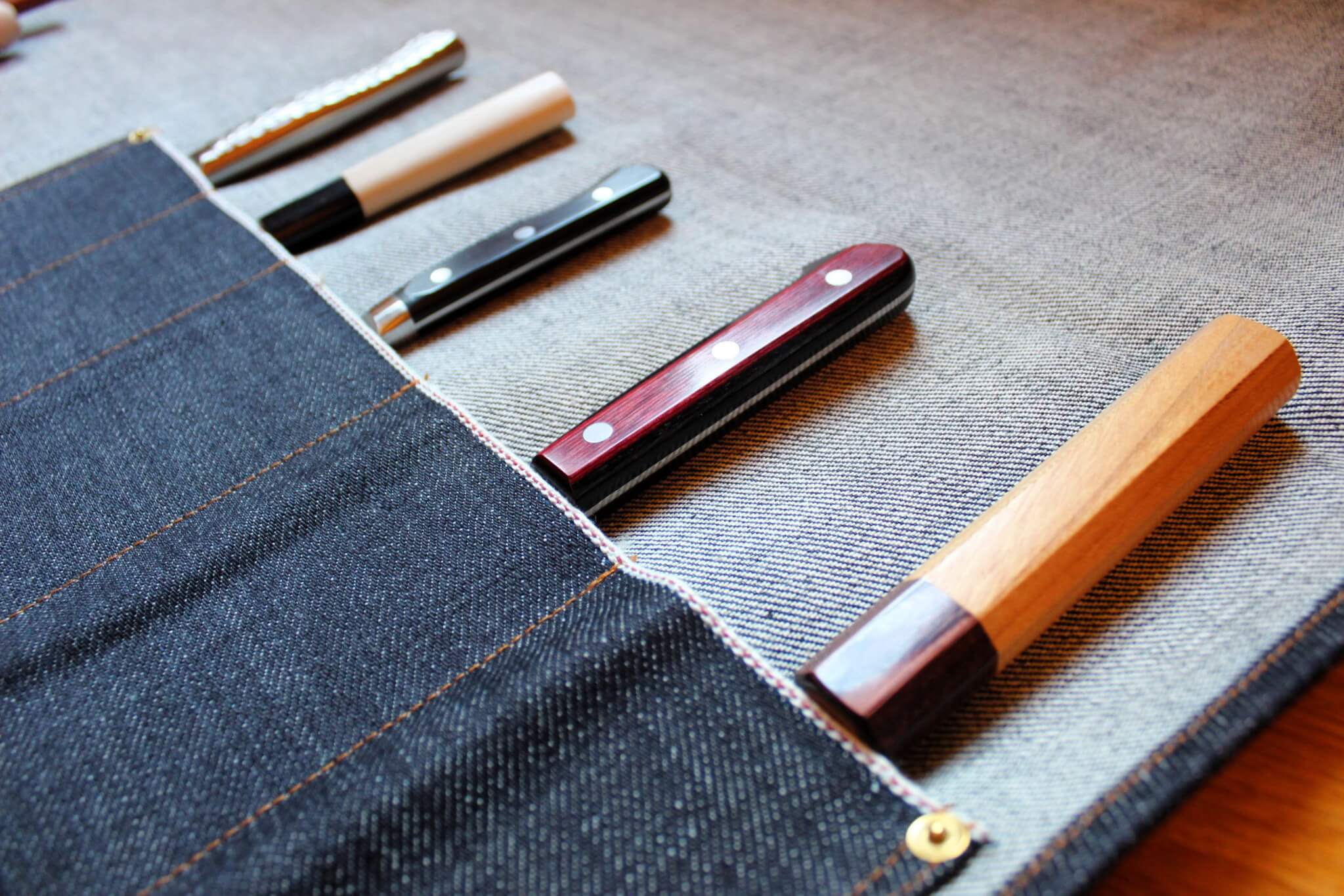 Kaneshige Hamono Handmade Denim and Leather Knife Roll