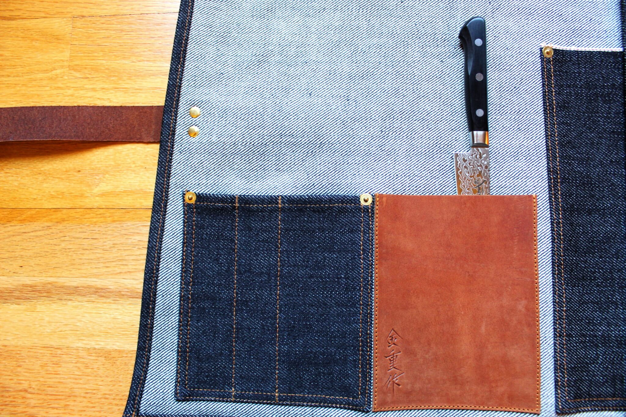 Kaneshige Hamono Handmade Denim and Leather Knife Roll
