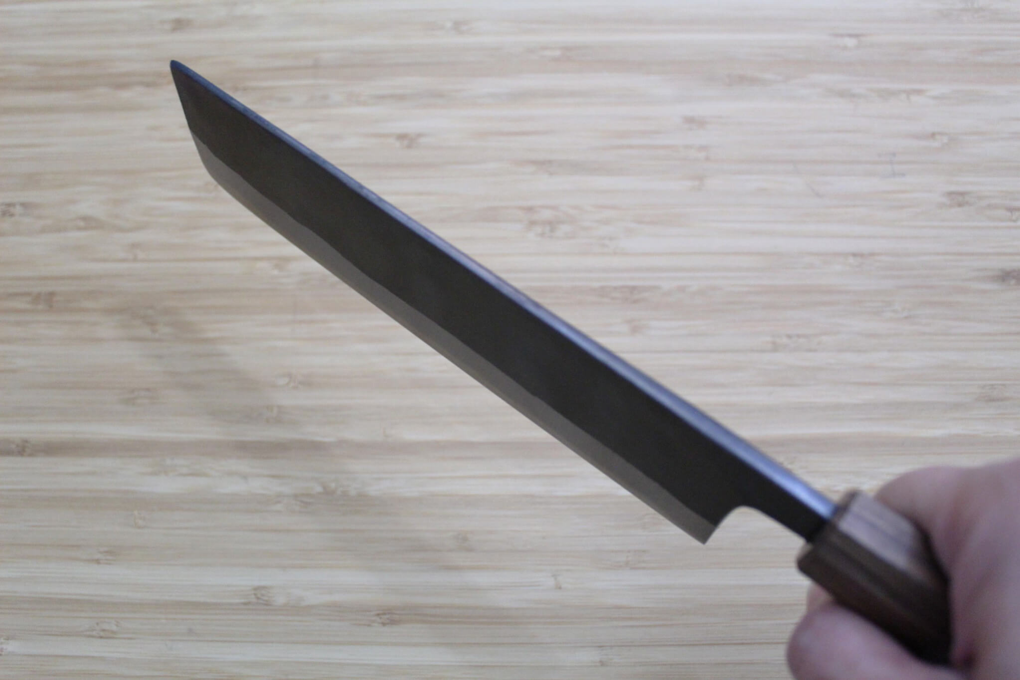 Kaneshige Hamono Kurouchi Aoniko Nakiri Knife 170 mm / 6.7" Khii Ebony Handle