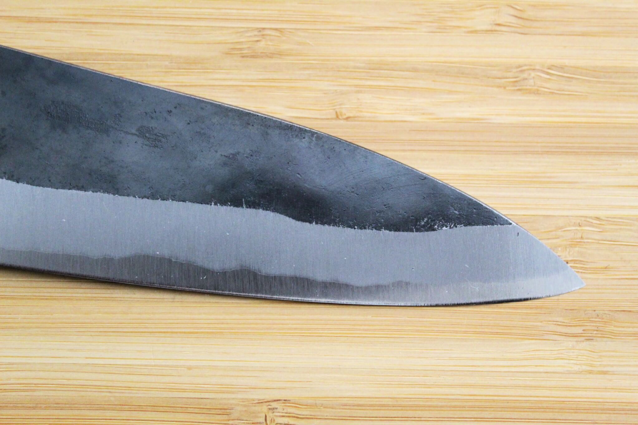 Kaneshige Hamono Kurouchi Aoniko Santoku Knife 190 mm (7.5") Khii Ebony Handle
