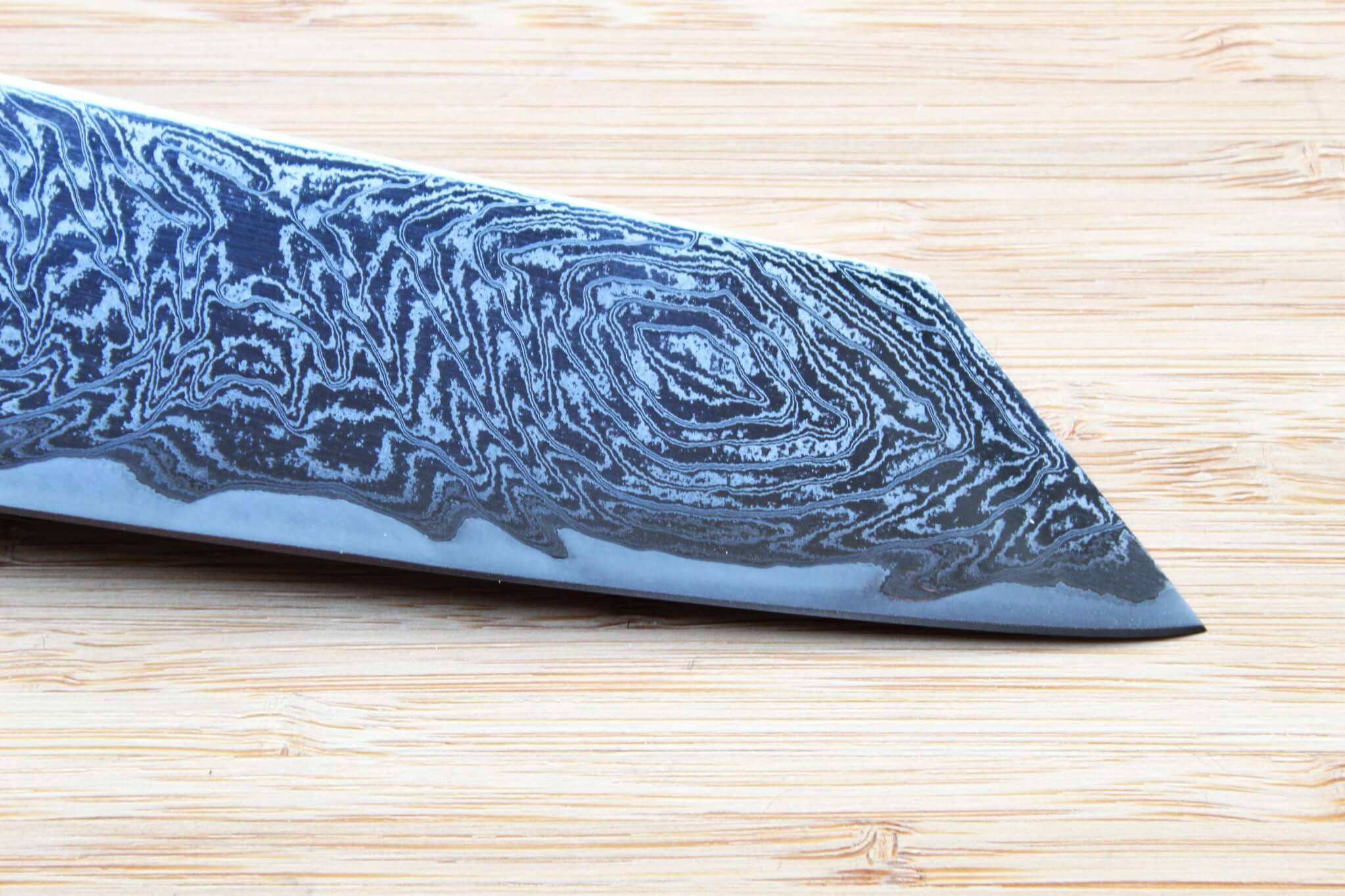 OUL Uzu Vortex Nickle Damascus Bunka 170 mm / 6.7" Lacquer Handle