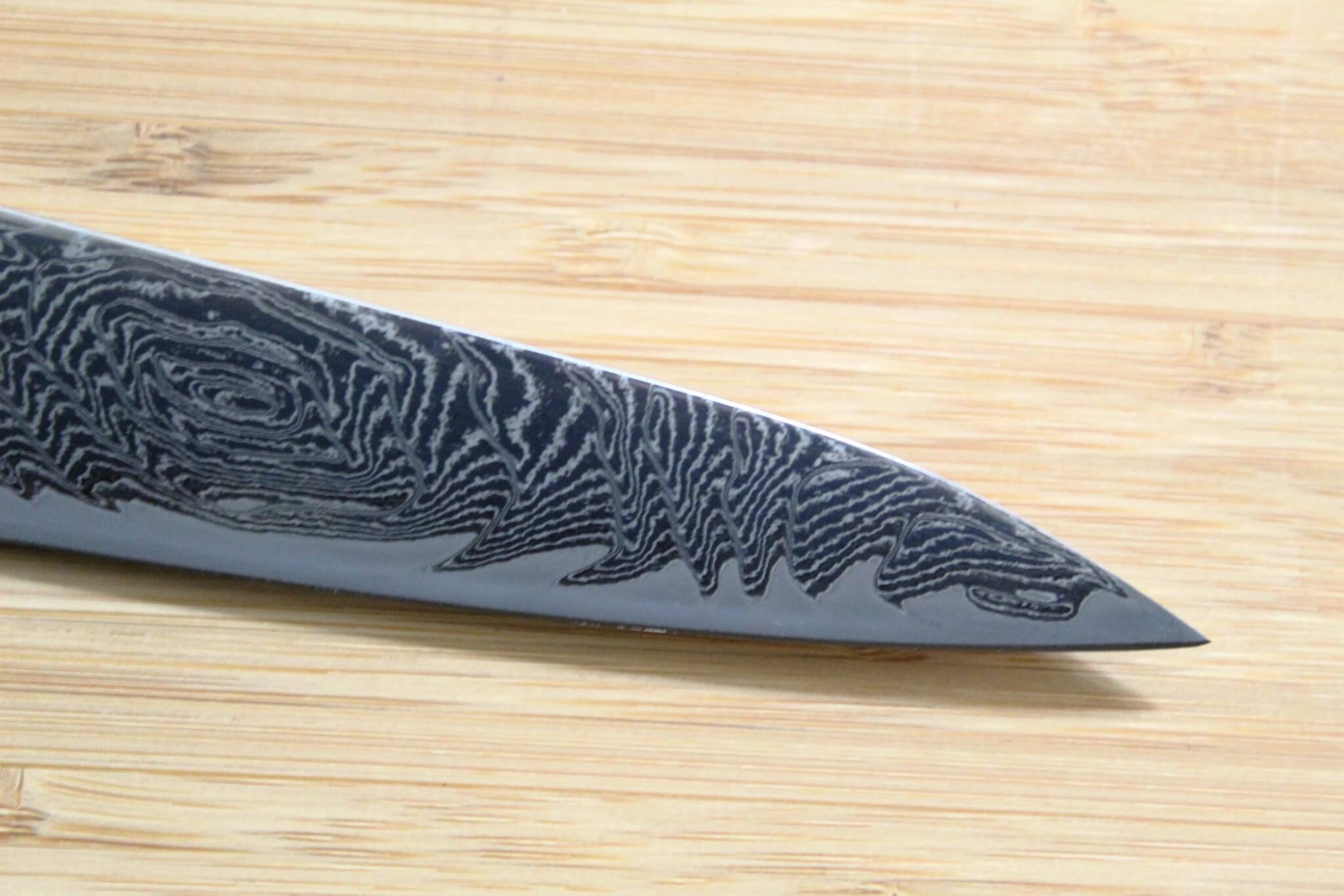 OUL Uzu Vortex Nickle Damascus Sujihiki 240 mm / 9.4" Lacquer Handle