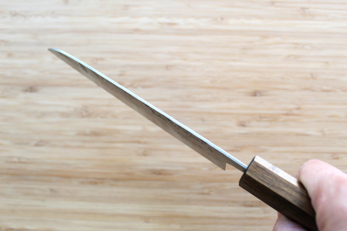 OUL SW Nickel Damascus Santoku Knife 165mm with Black Oak handle
