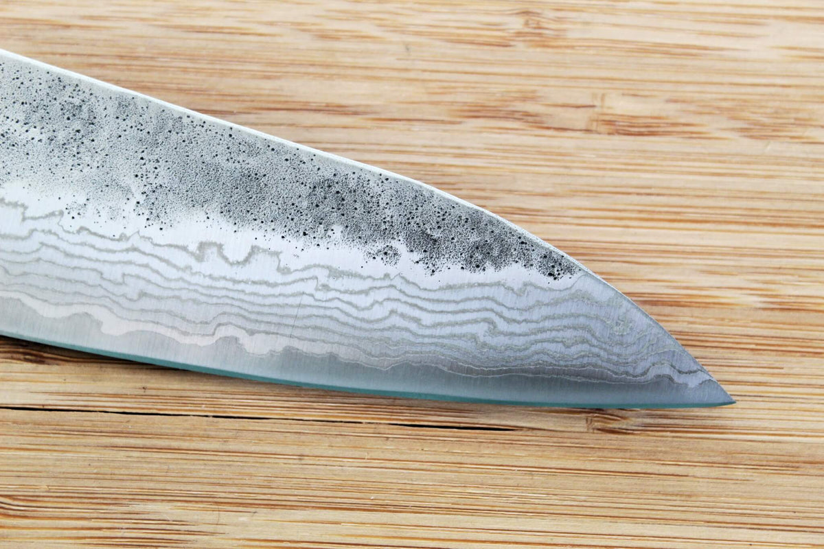 OUL Tsuchime ND440C Matte Gyuto 180mm Japanese chef knife with Black Oak handle
