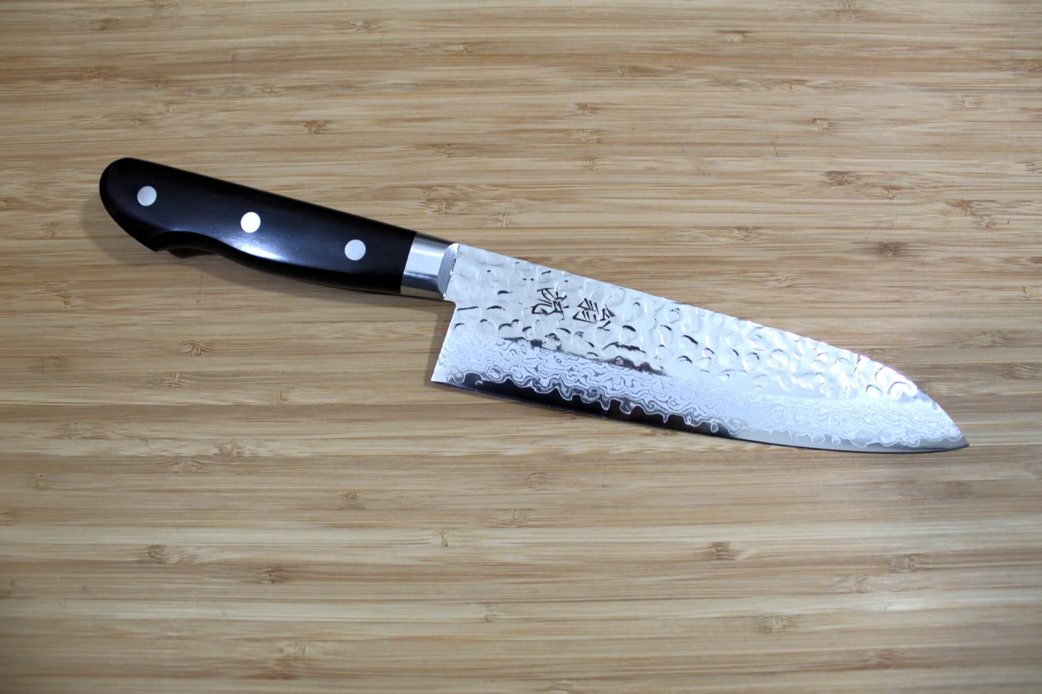 OUL VG-10 Damascus Tsuchime Santoku 180 mm / 7.1
