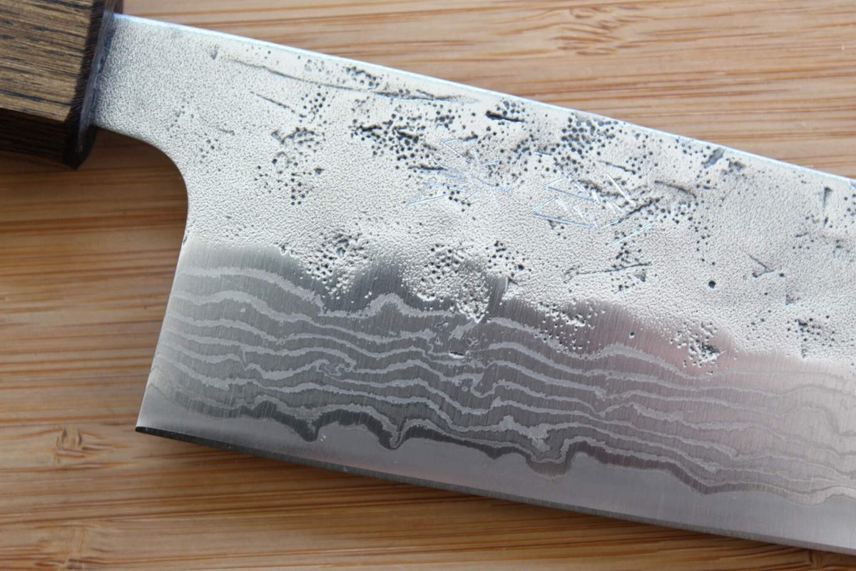 OUL Tsuchime ND440C Matte Gyuto 180mm Japanese chef knife with Black Oak handle