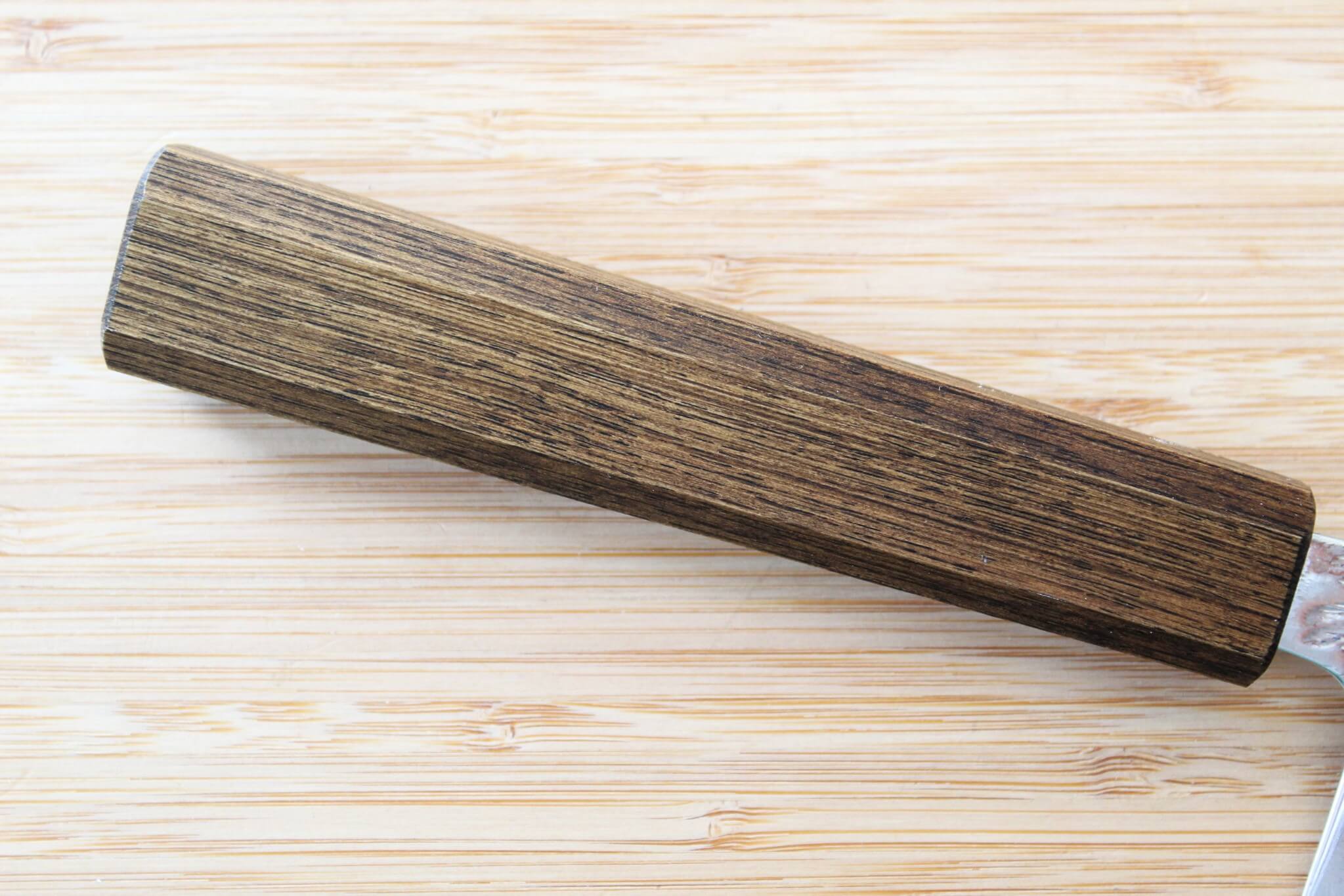 OUL Nawame Ginsan Damascus Gyuto 210mm Japanese chef knife with Black Oak handle