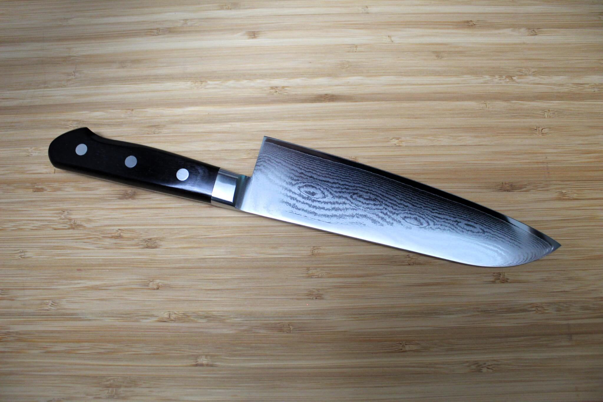 Sawakazuma Senpuu VG-10 Damascus Santoku Knife 180 mm / 7.1"