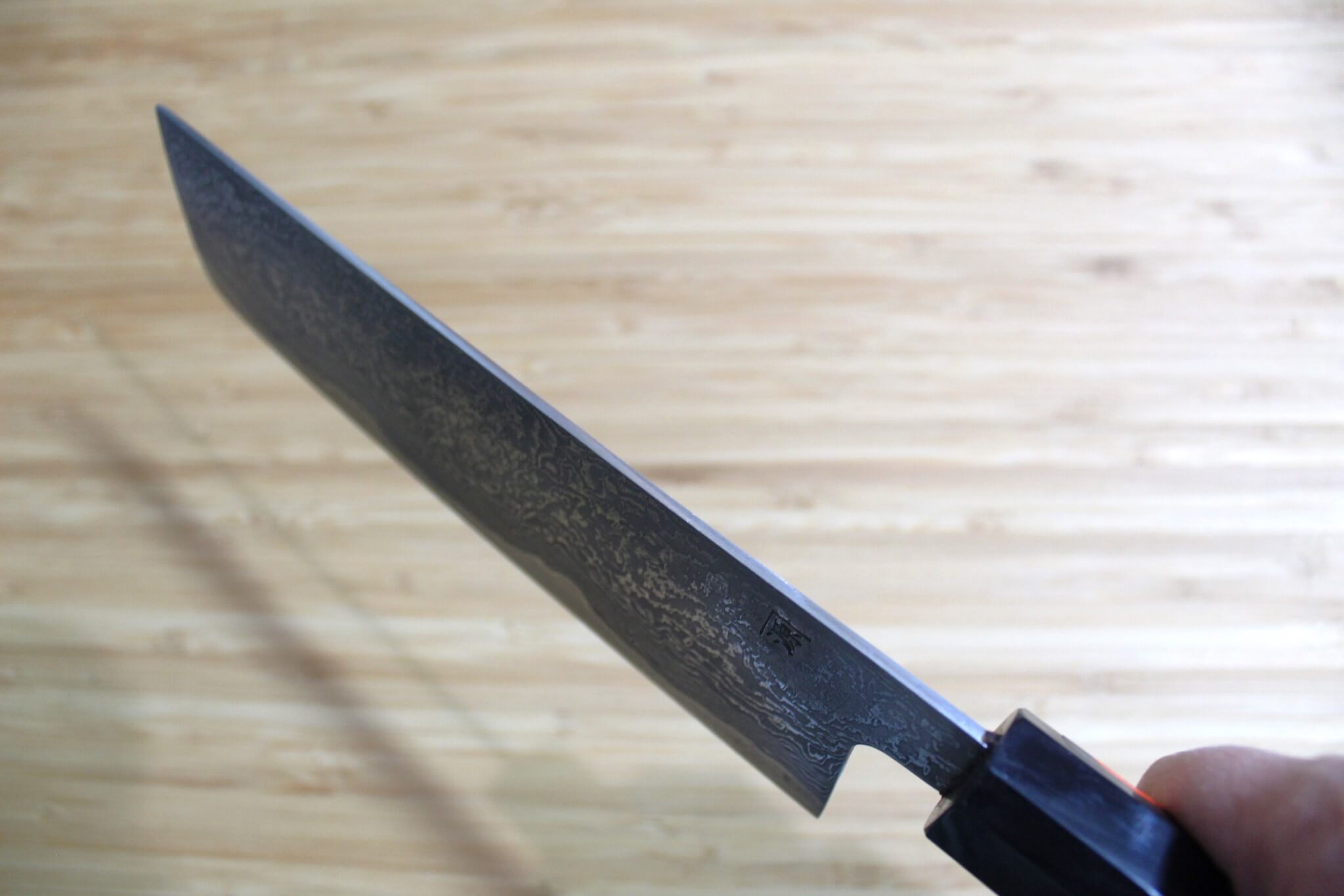 Shigeki Tanaka Habakiri Damascus SG2 Steel Nakiri with Ebony Handle Buffalo Ferrule 165mm / 6.5"