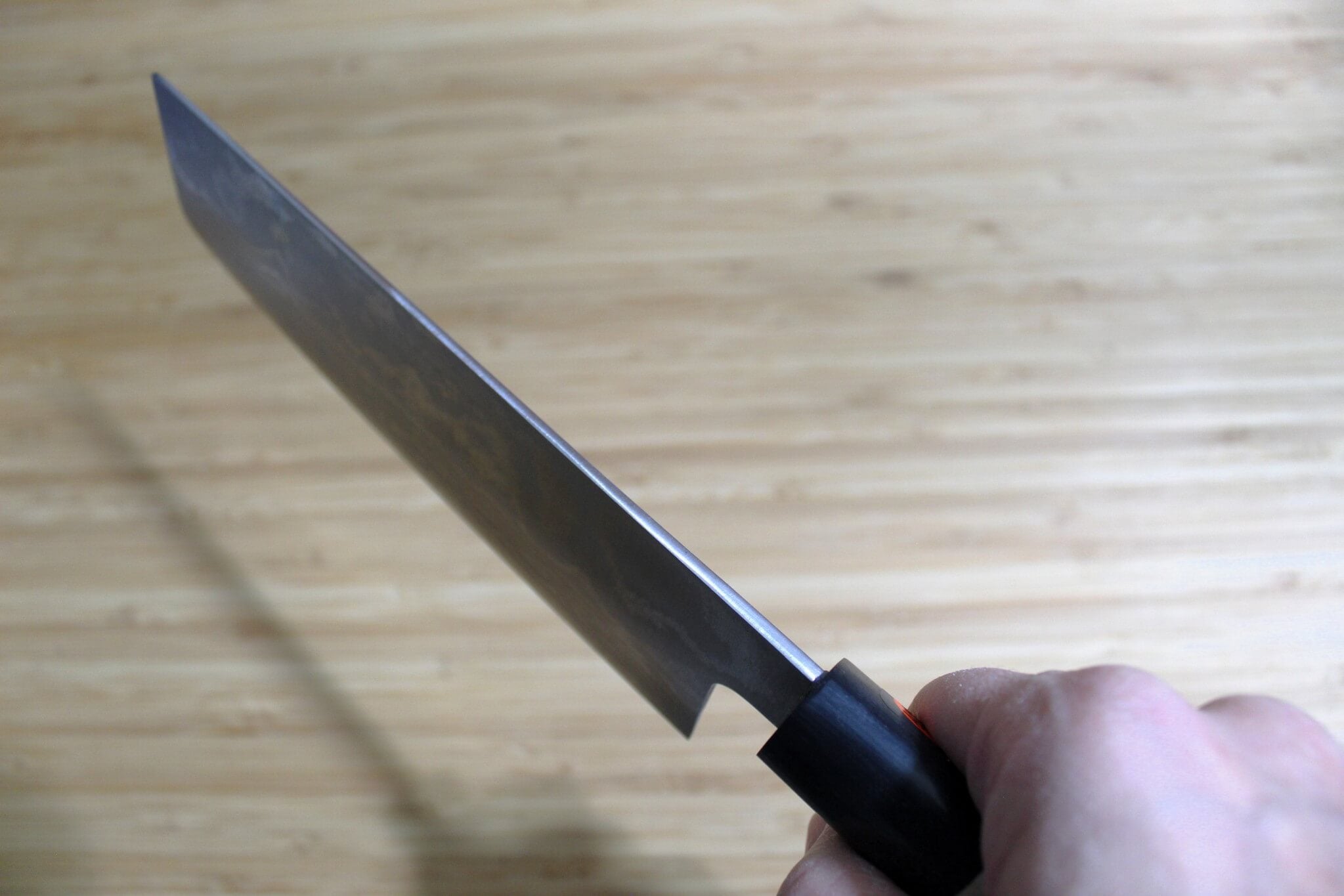Shigeki Tanaka Damascus VG-10 Nakiri with Magnolia Handle Buffalo Ferrule 165mm / 6.5"