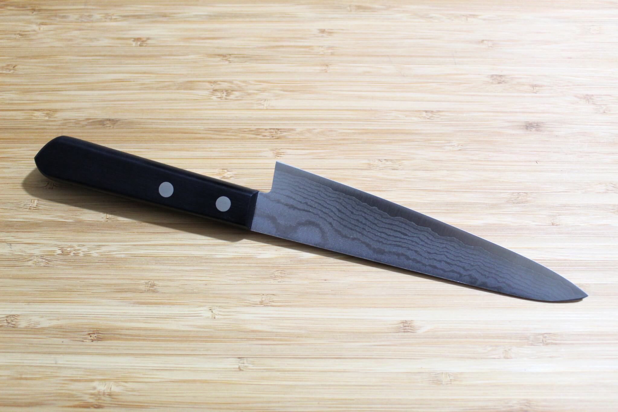 Shigeki Tanaka Damascus VG10 Petty with Black Handle 150mm / 5.9"