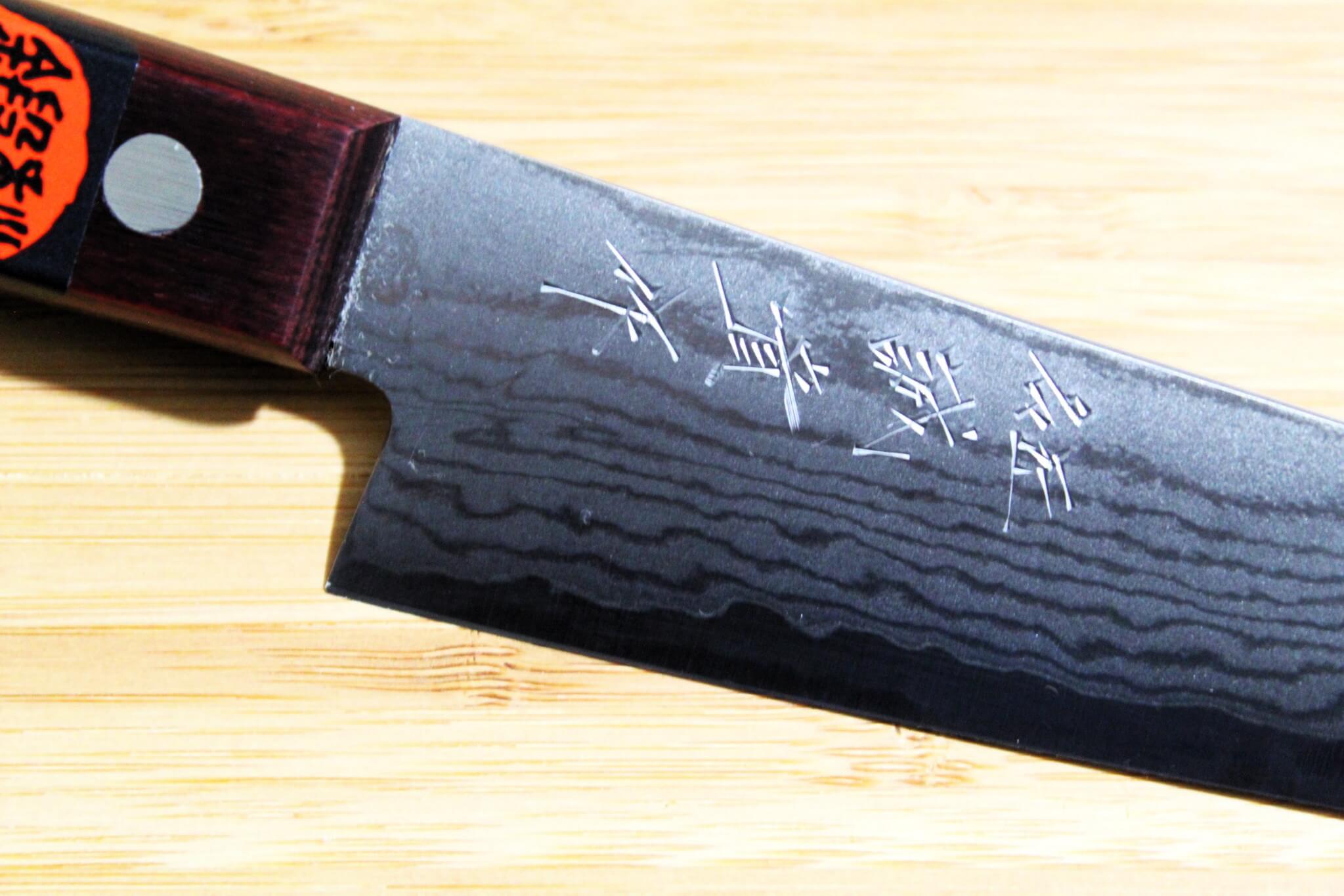 Shigeki Tanaka Damascus VG10 Petty with Red Handle 150mm / 5.9"