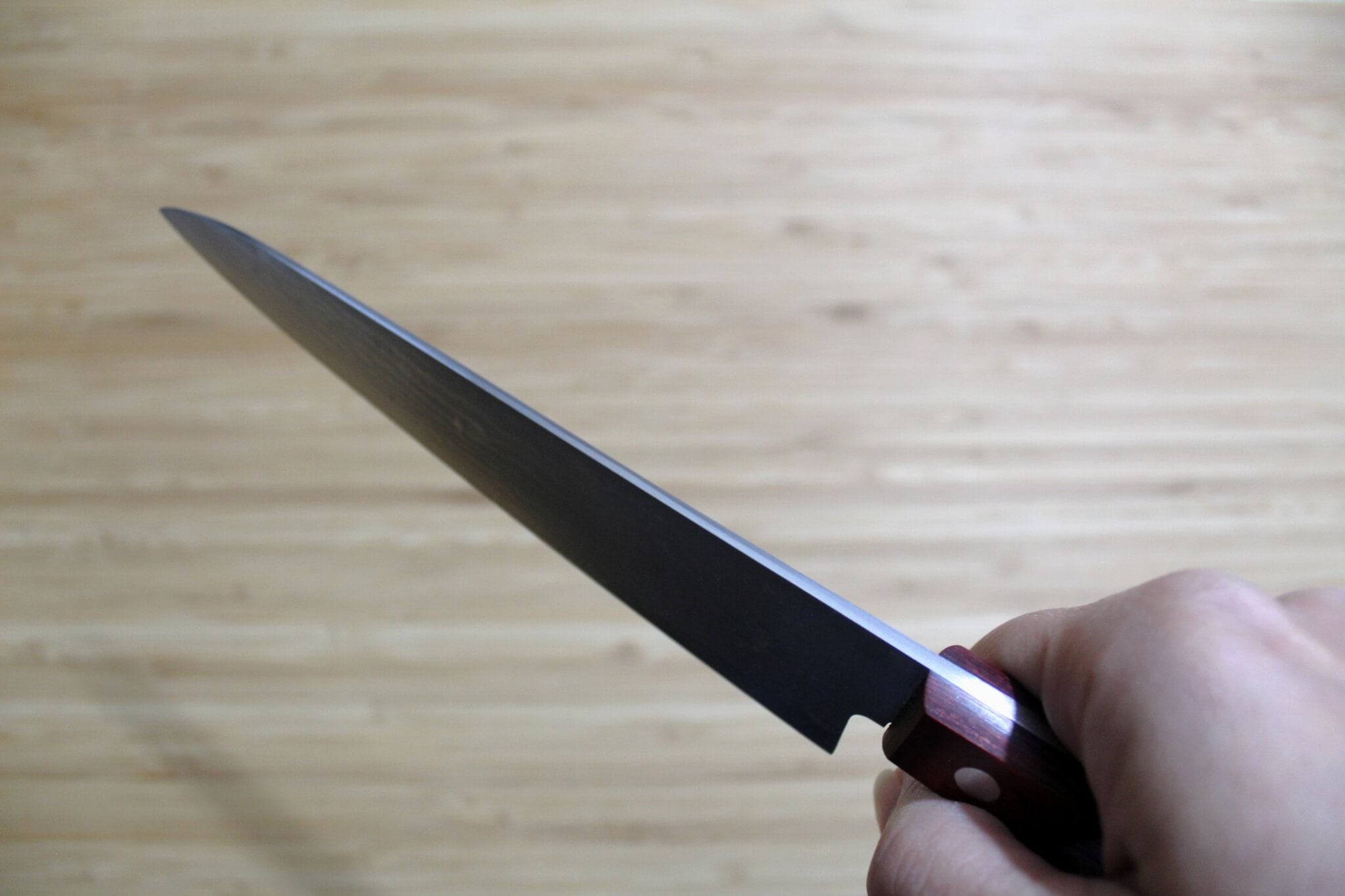 Shigeki Tanaka Damascus VG10 Petty with Red Handle 150mm / 5.9"