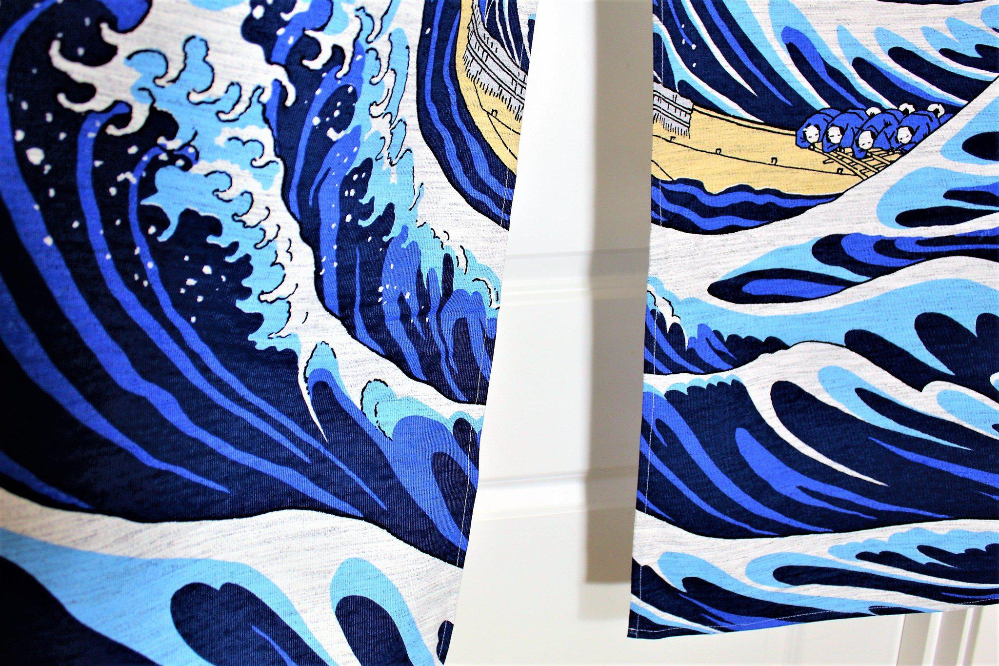Japanese Decor - Japanese Noren Curtain With Thick Fabric - The Great Wave Off Kanagawa