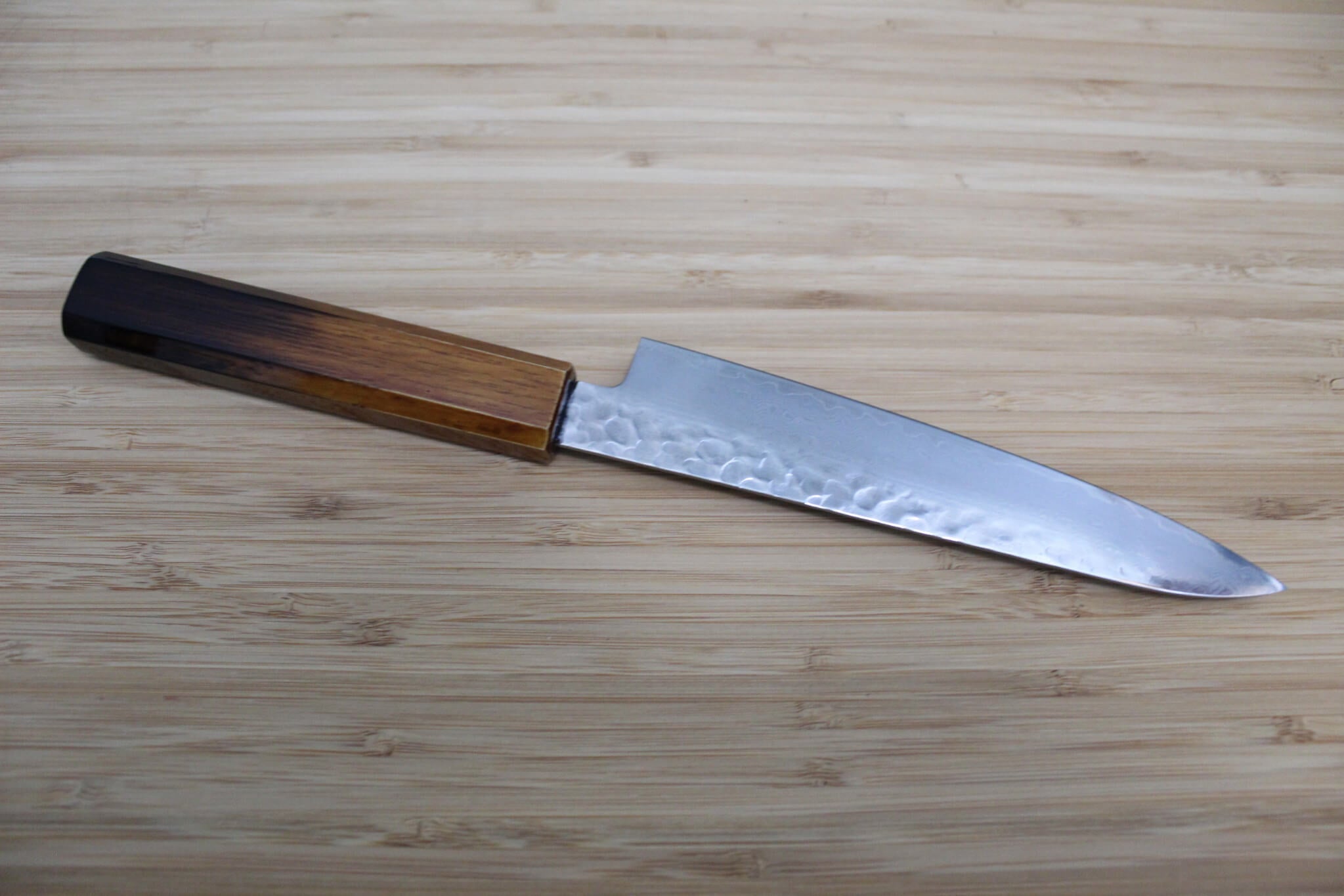 Kitchen Knife - Sakai Takayuki Petty Knife 150mm (5.9") Damascus 33 Layer With Brown Lacquered Oak Handle