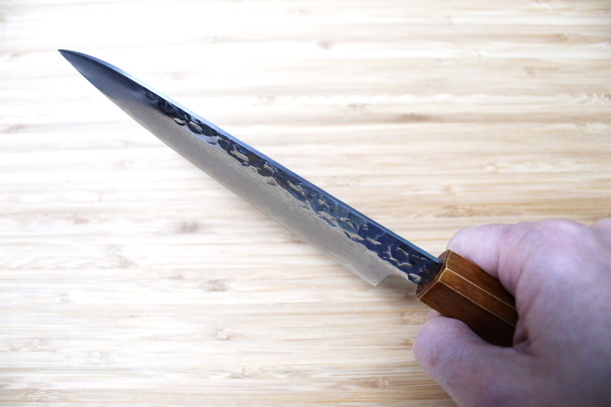 Kitchen Knife - Sakai Takayuki Petty Knife 150mm (5.9") Damascus 33 Layer With Brown Lacquered Oak Handle