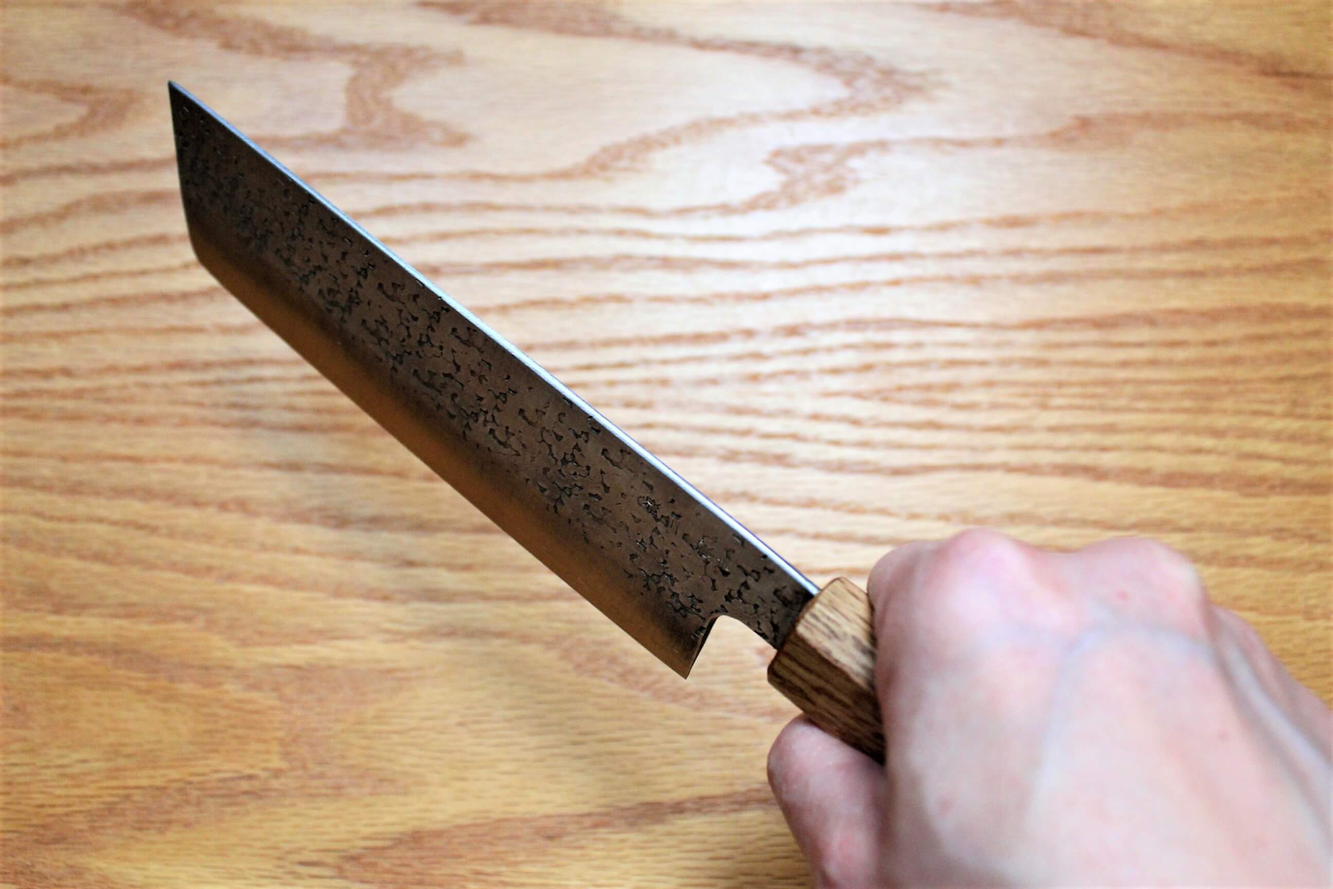 Kitchen Knives - Fujiwara Yasuhiko Ginsan Nakiri With Oak Handle 165mm / 6.5" Oak Handle