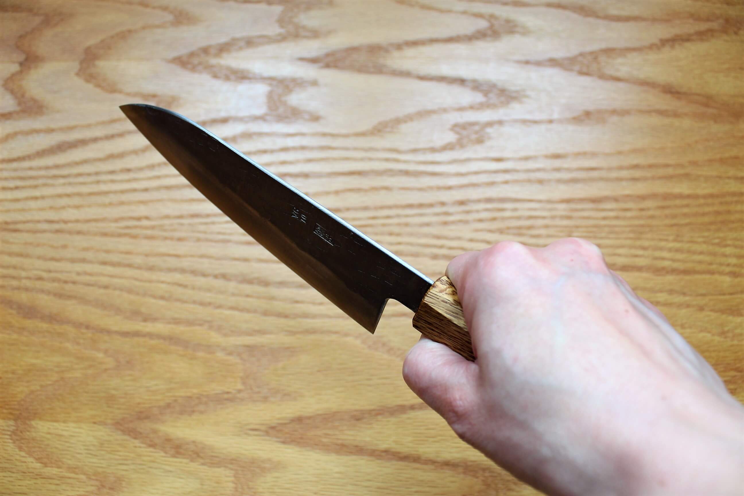 Kitchen Knives - Fujiwara Yasuhiko VG-10 Santoku With Oak Handle 165mm / 6.5" Oak Handle