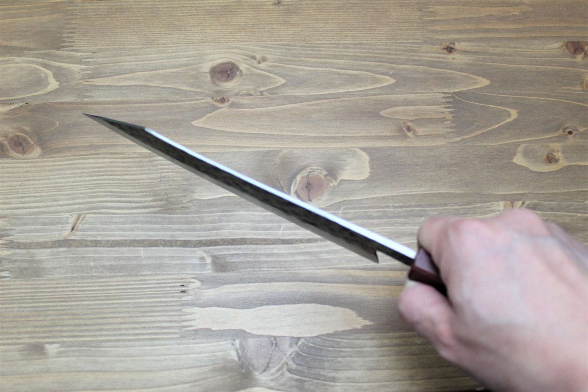 Kitchen Knives - Isamitsu Shirogami #1 / White Steel #1 Kiritsuke 195 Mm / 7.6" Brown Two Tone Maple And Burberry Handle