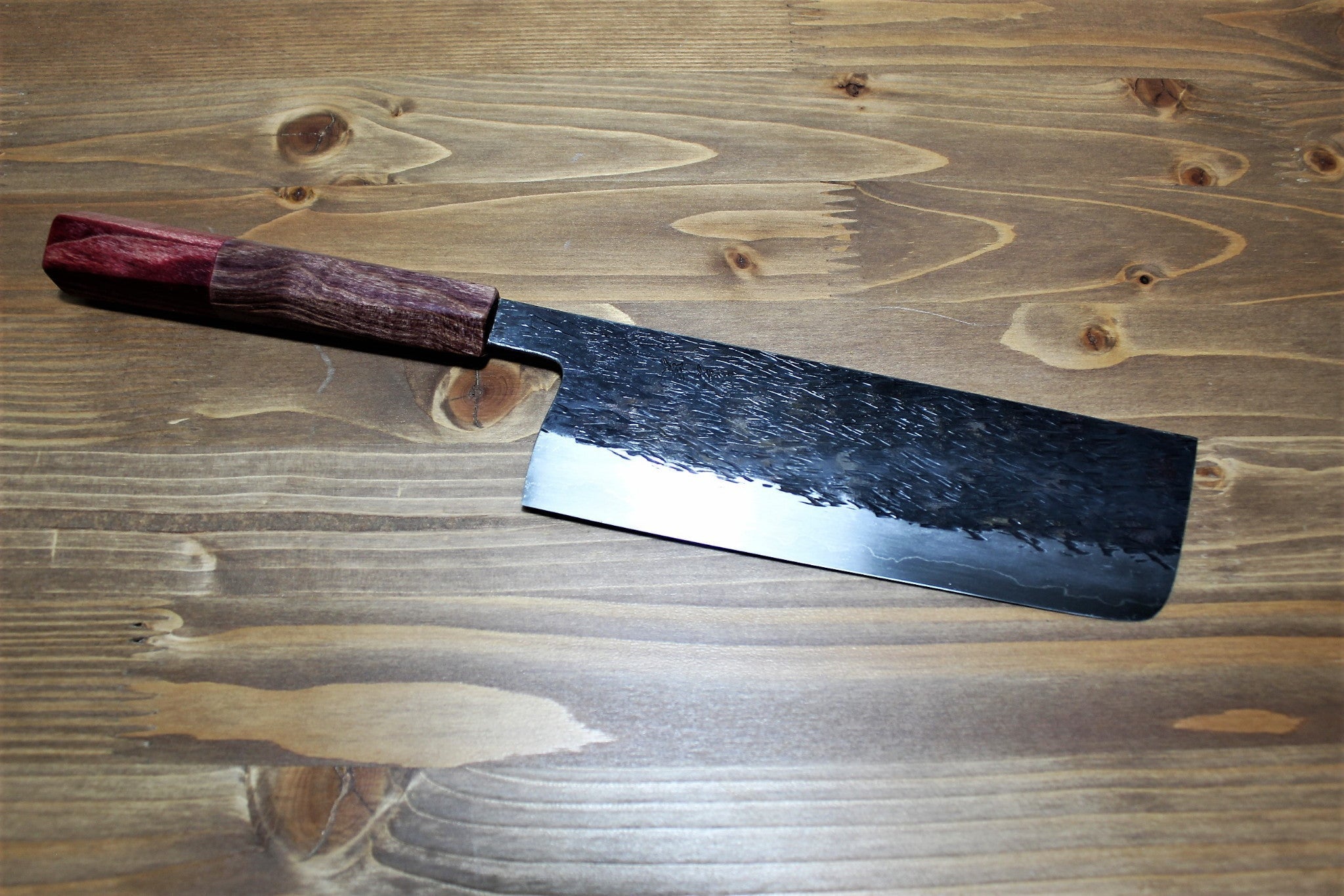 Kitchen Knives - Isamitsu Shirogami #1 / White Steel #1 Nakiri 165 Mm / 6.5" Red Two Tone Maple And Burberry Handle