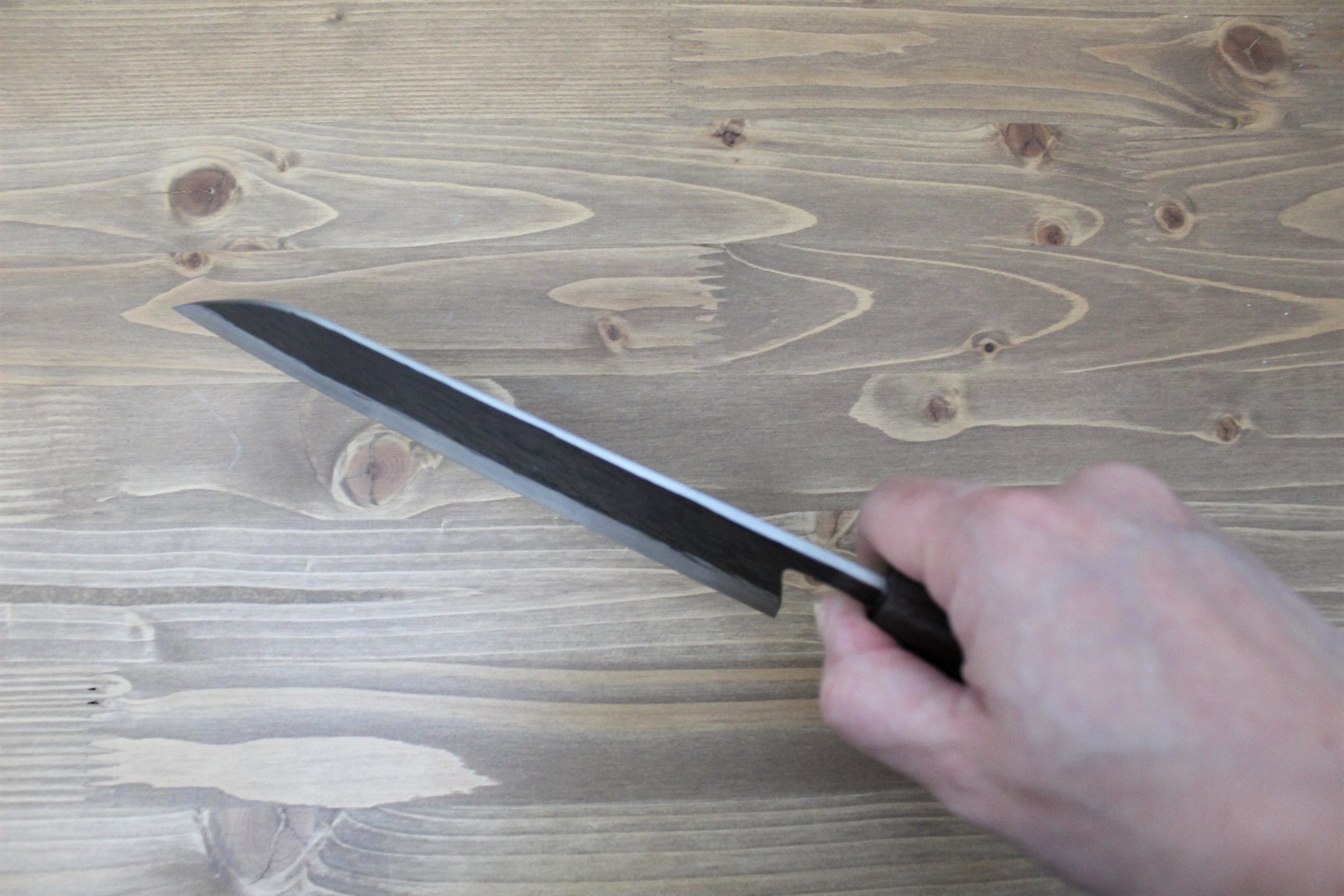 Kitchen Knives - Isamitsu Shirogami #1 / White Steel #1 Santoku 180 Mm / 7.0" Brown Handle