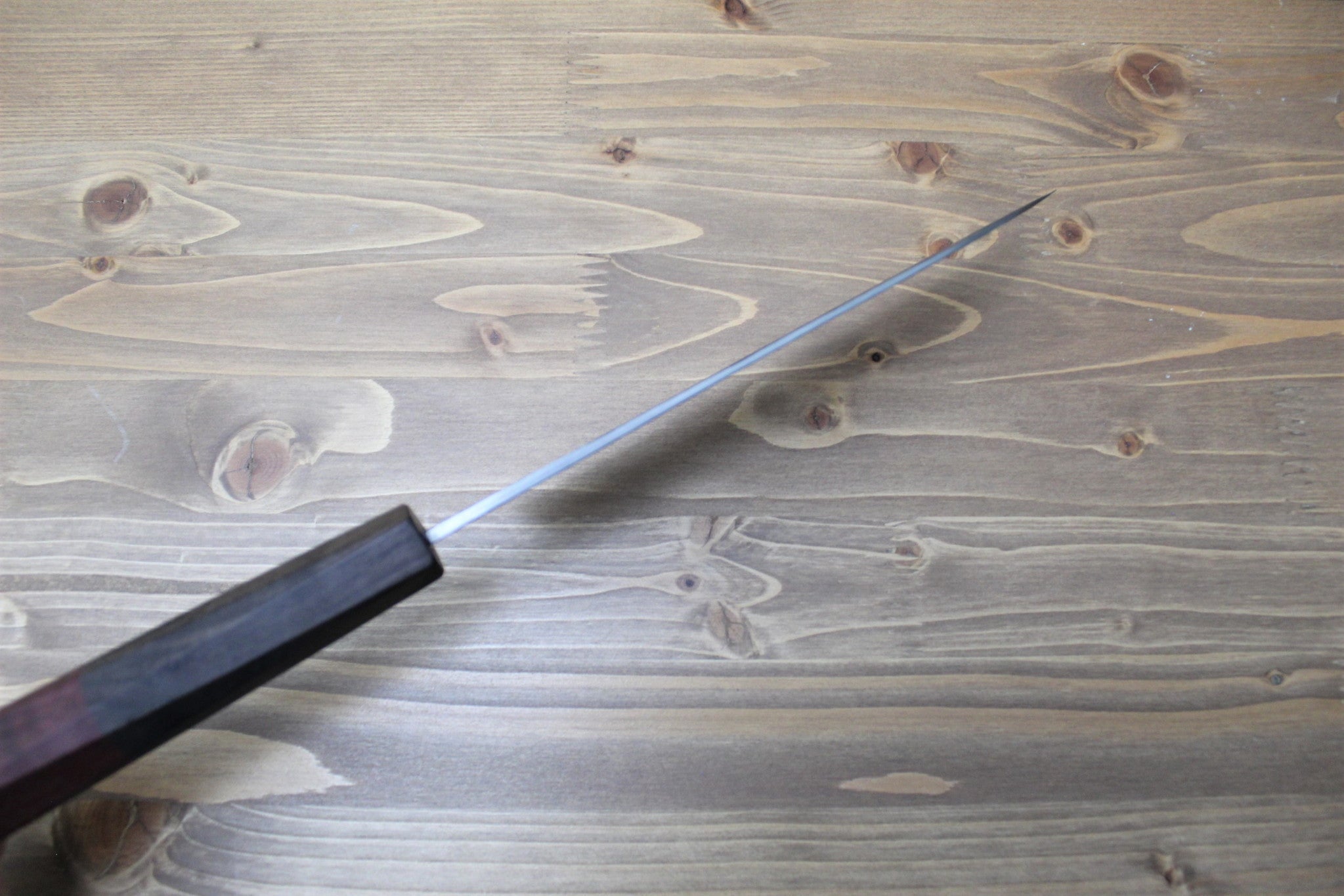 Kitchen Knives - Isamitsu Shirogami #1 / White Steel #1 Santoku 180 Mm / 7.0" Brown Handle