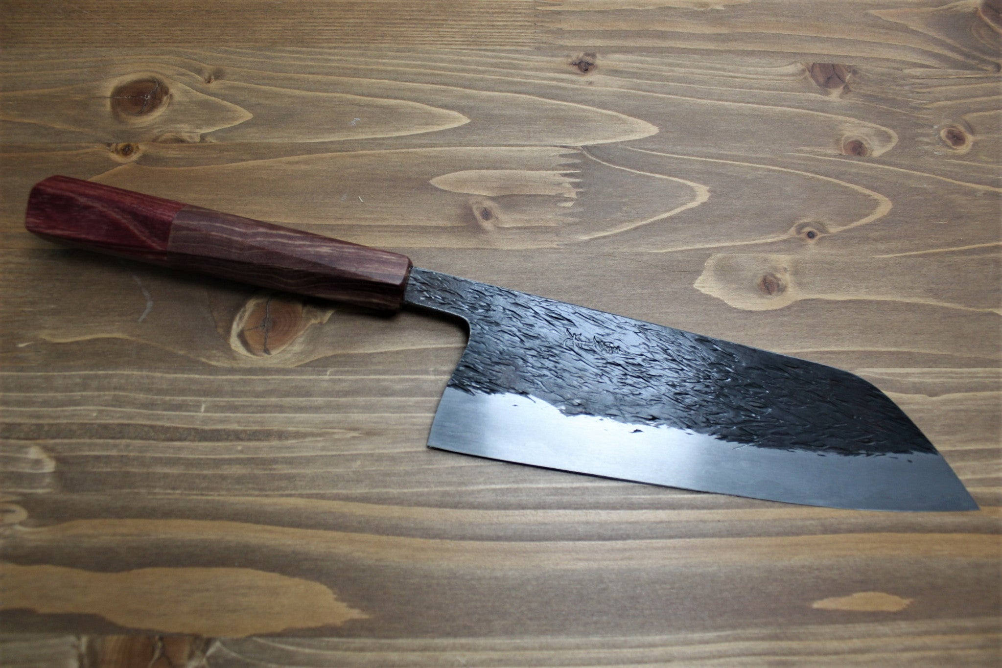 Kitchen Knives - Isamitsu Shirogami #1 / White Steel #1 Santoku 180 Mm / 7.0" Red Handle