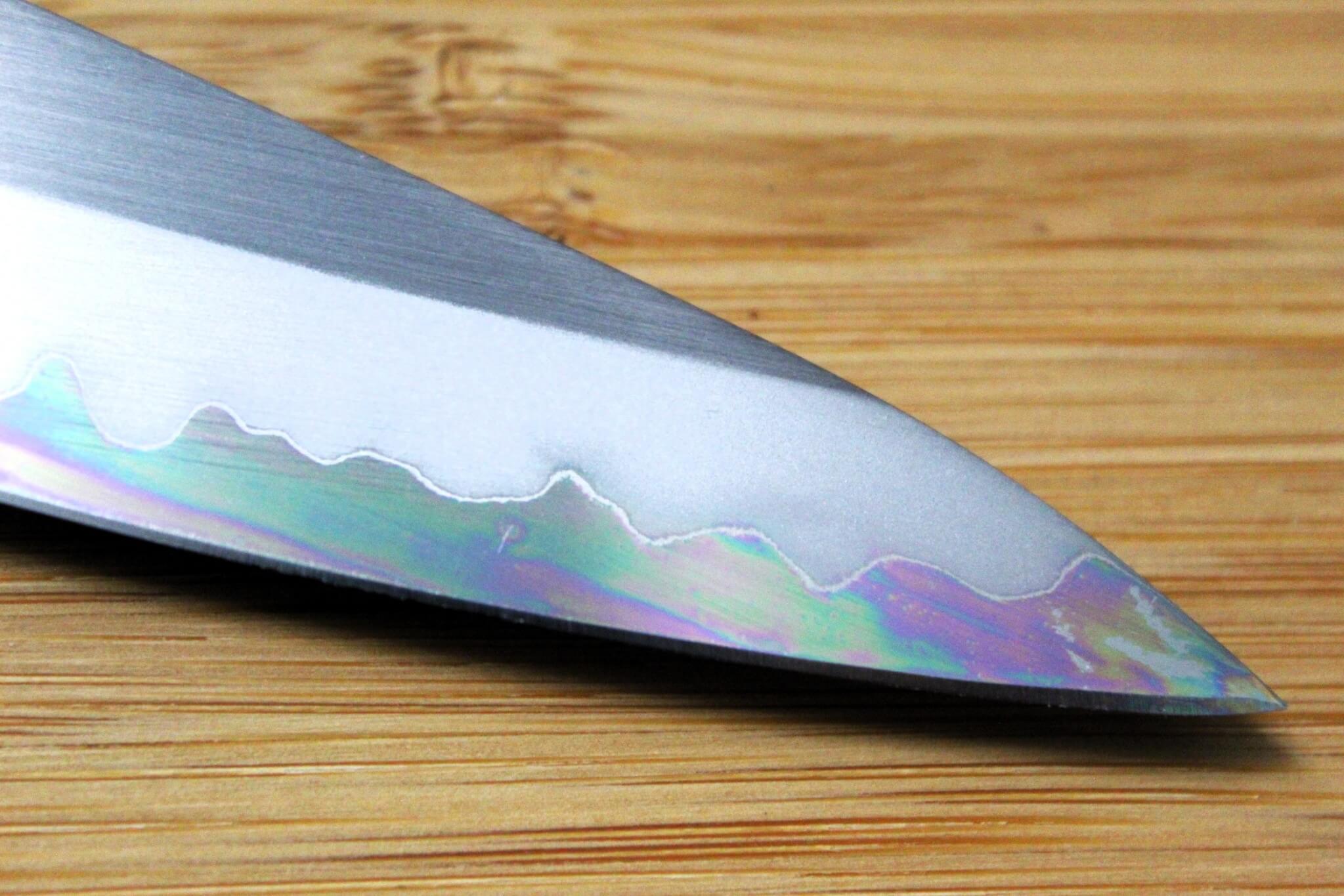 Kitchen Knives - OUL Petty Shirogami #1 / White Steel #1 Stainless Clad 135 Mm / 5.3" Burnt Oak Handle
