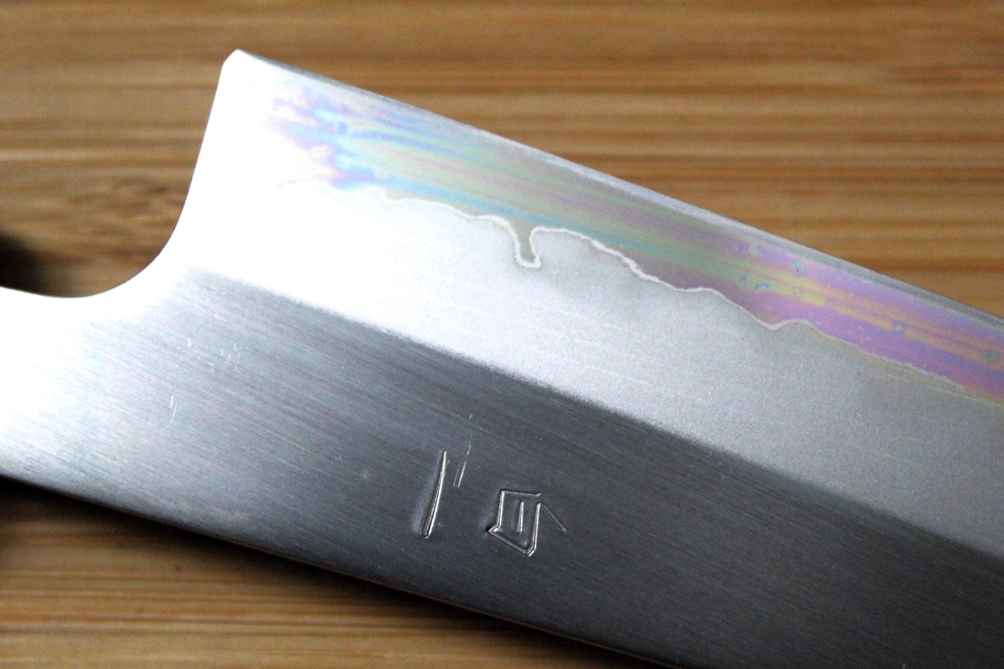 Kitchen Knives - OUL Petty Shirogami #1 / White Steel #1 Stainless Clad 135 Mm / 5.3" Burnt Oak Handle