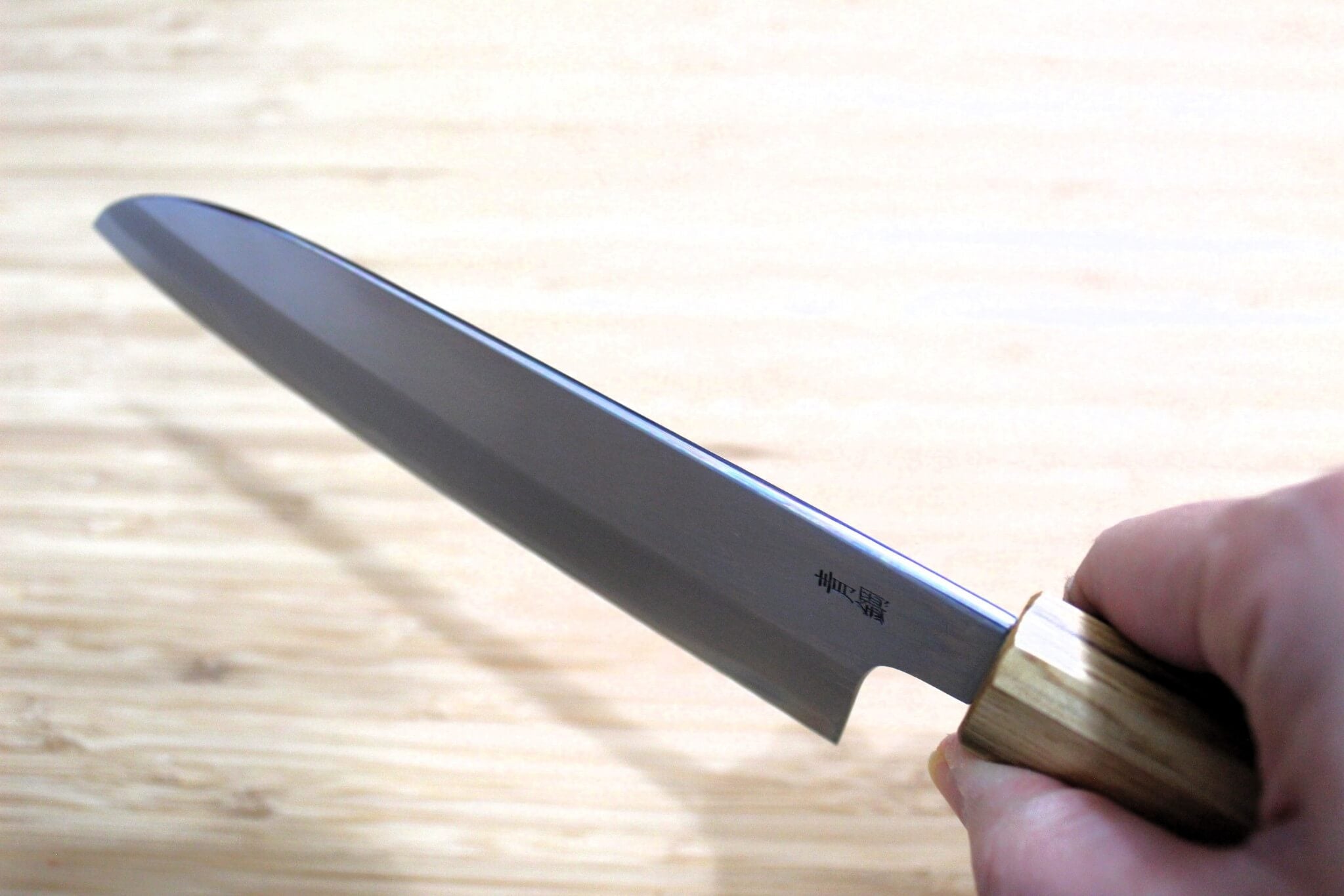 OUL Santoku Aoniko / Blue Steel #2 180mm / 7.0" Oak Handle