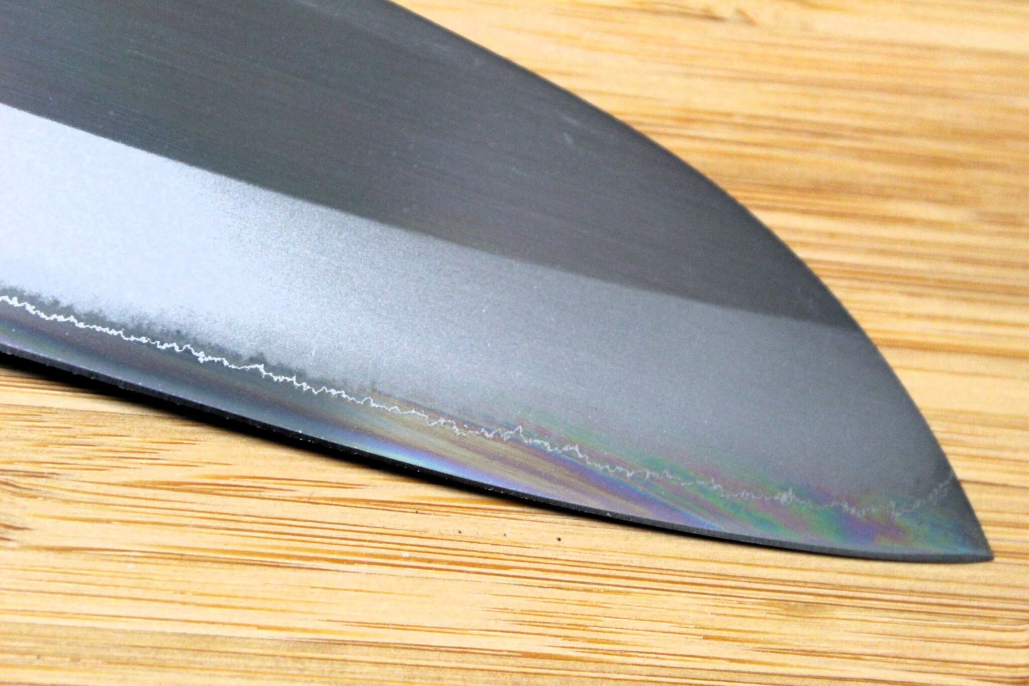 Kitchen Knives - OUL Santoku Shirogami #1 / White Steel #1 Stainless Clad 165 Mm / 6.5" Burnt Oak Handle