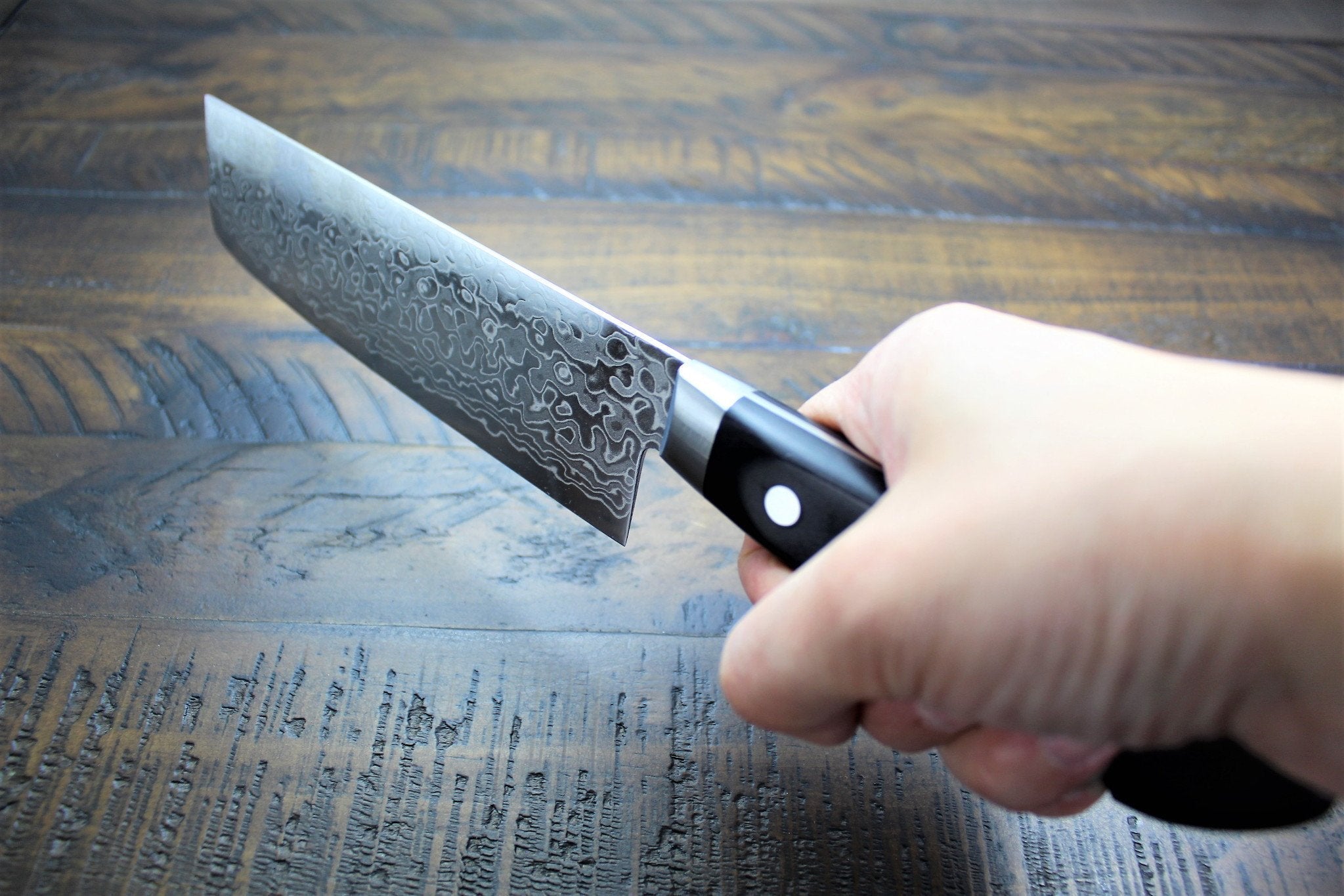 Kitchen Knives - Sakai Takayuki 45 Layer Damascus Nakiri Knife 160mm (6.3") Mirror Finish