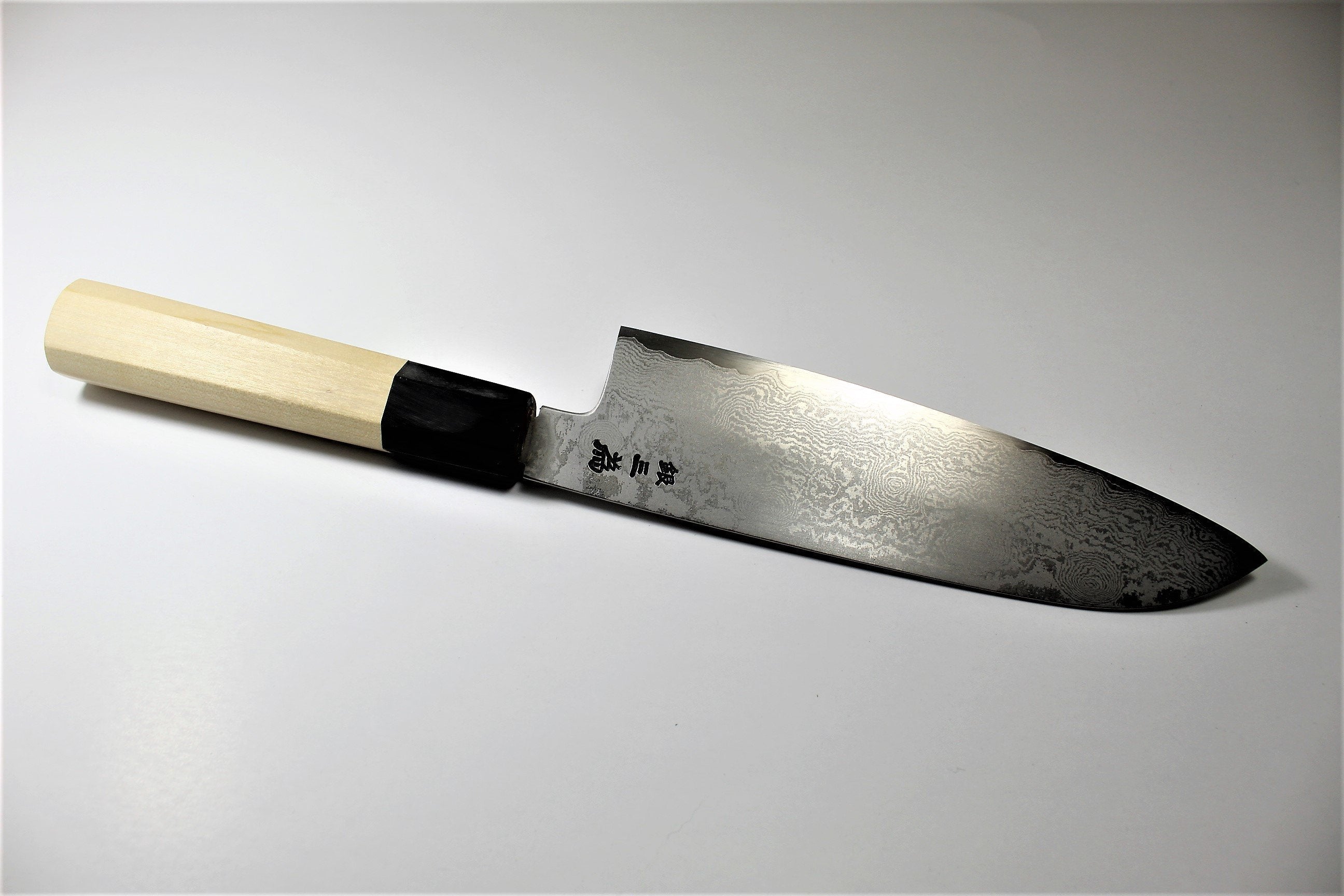 Kitchen Knives - Sakai Takayuki Ginsan Damascus Santoku Knife 180mm (7.1")