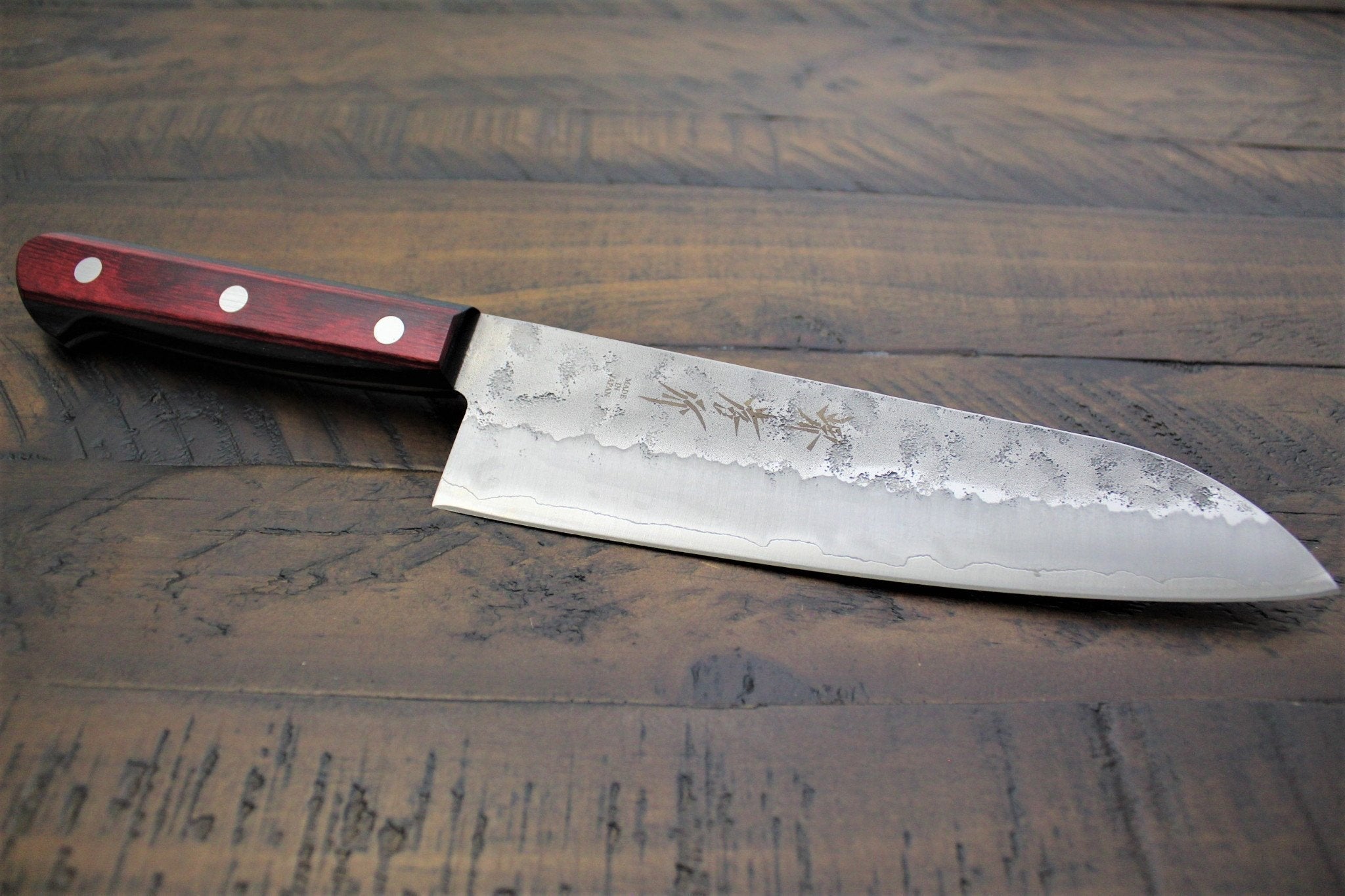 Kitchen Knives - Sakai Takayuki Ginsan Nashiji Santoku Knife 180mm (7.1")