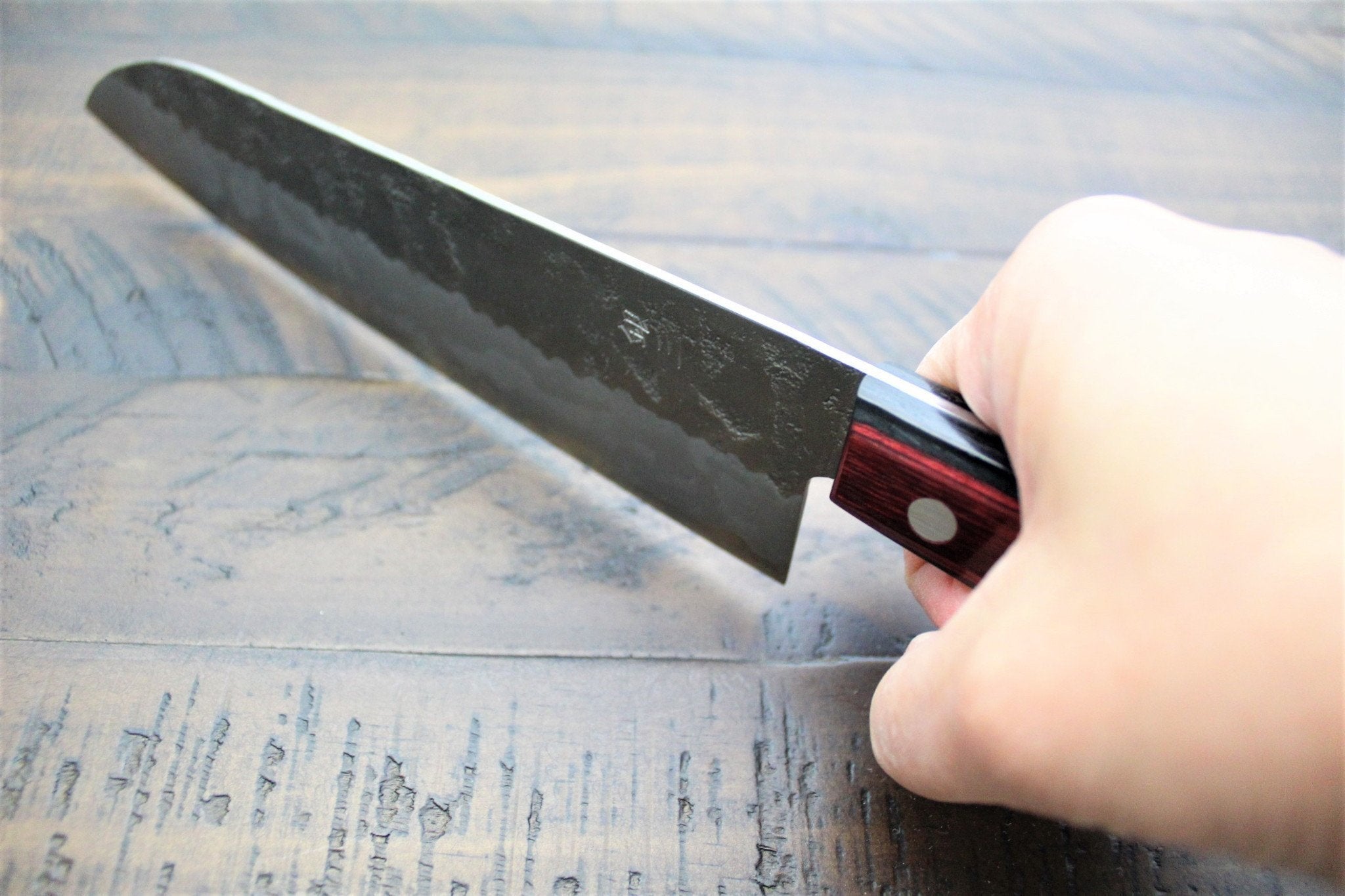 Kitchen Knives - Sakai Takayuki Ginsan Nashiji Santoku Knife 180mm (7.1")