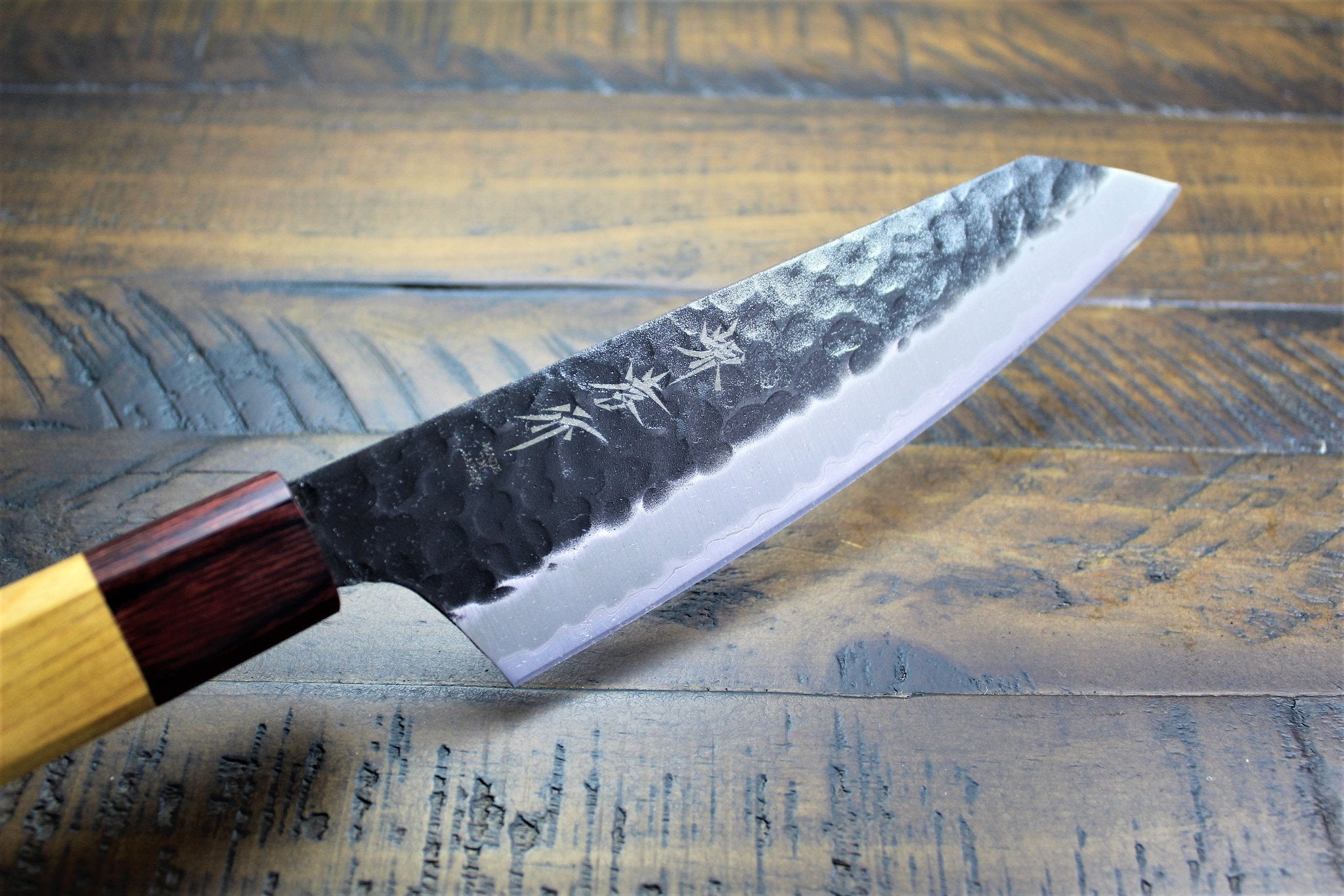 Kitchen Knives - Sakai Takayuki Kengata Santoku 160mm (6.3") Aogami Super Kurouchi Hammered Finish