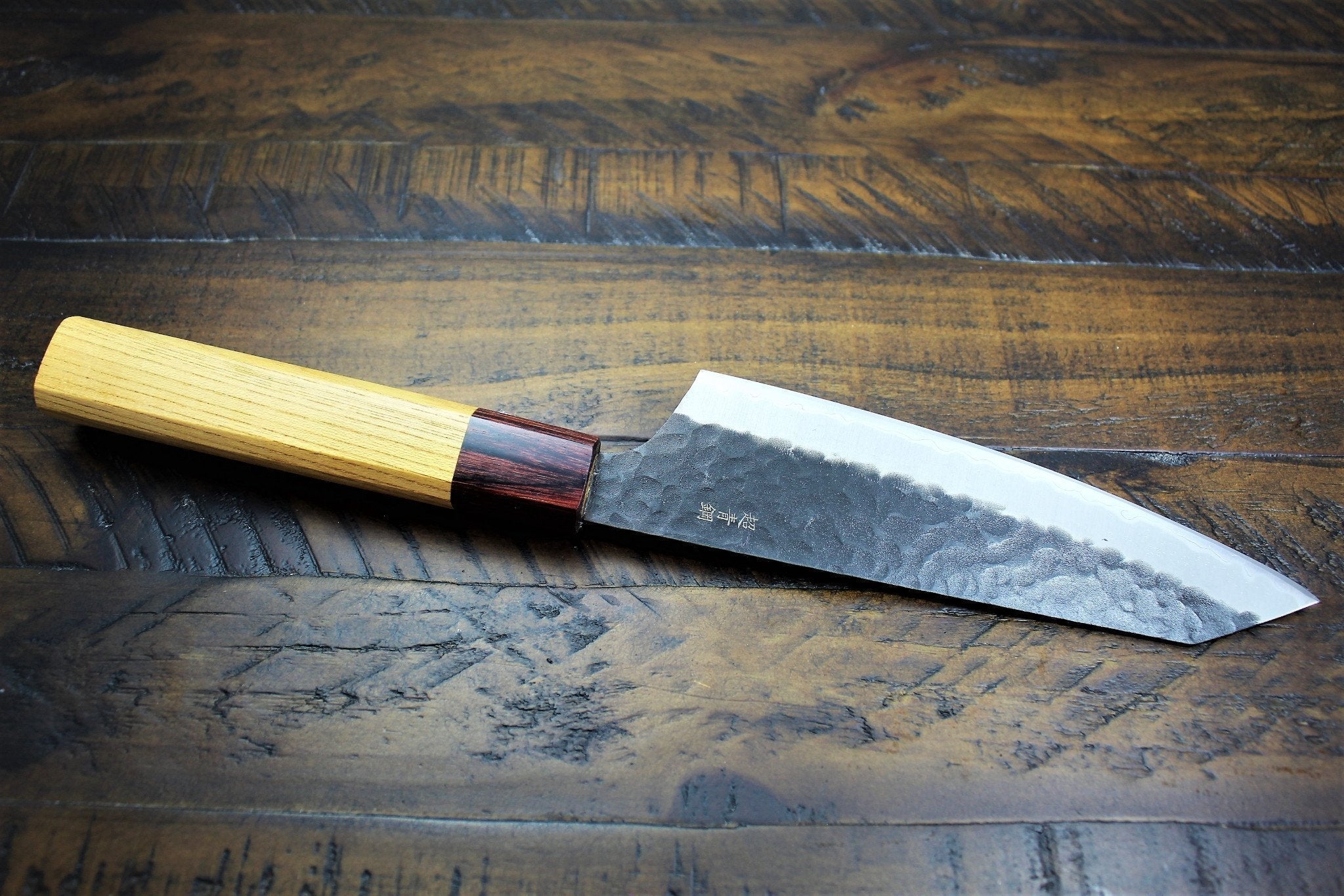 Kitchen Knives - Sakai Takayuki Kengata Santoku 160mm (6.3") Aogami Super Kurouchi Hammered Finish