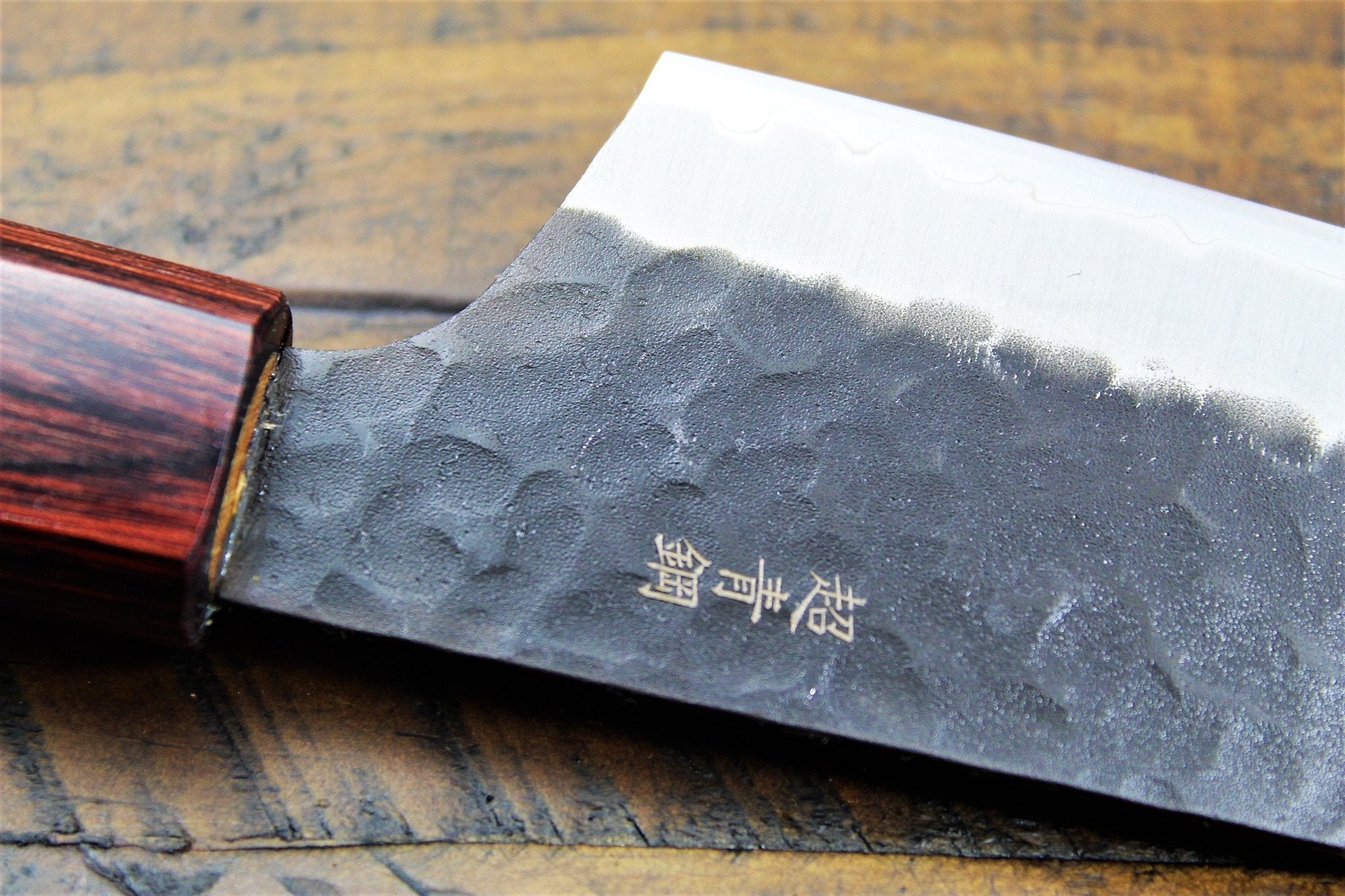 Kitchen Knives - Sakai Takayuki Kengata Santoku 160mm (6.3") Aogami Super Kurouchi Hammered Finish