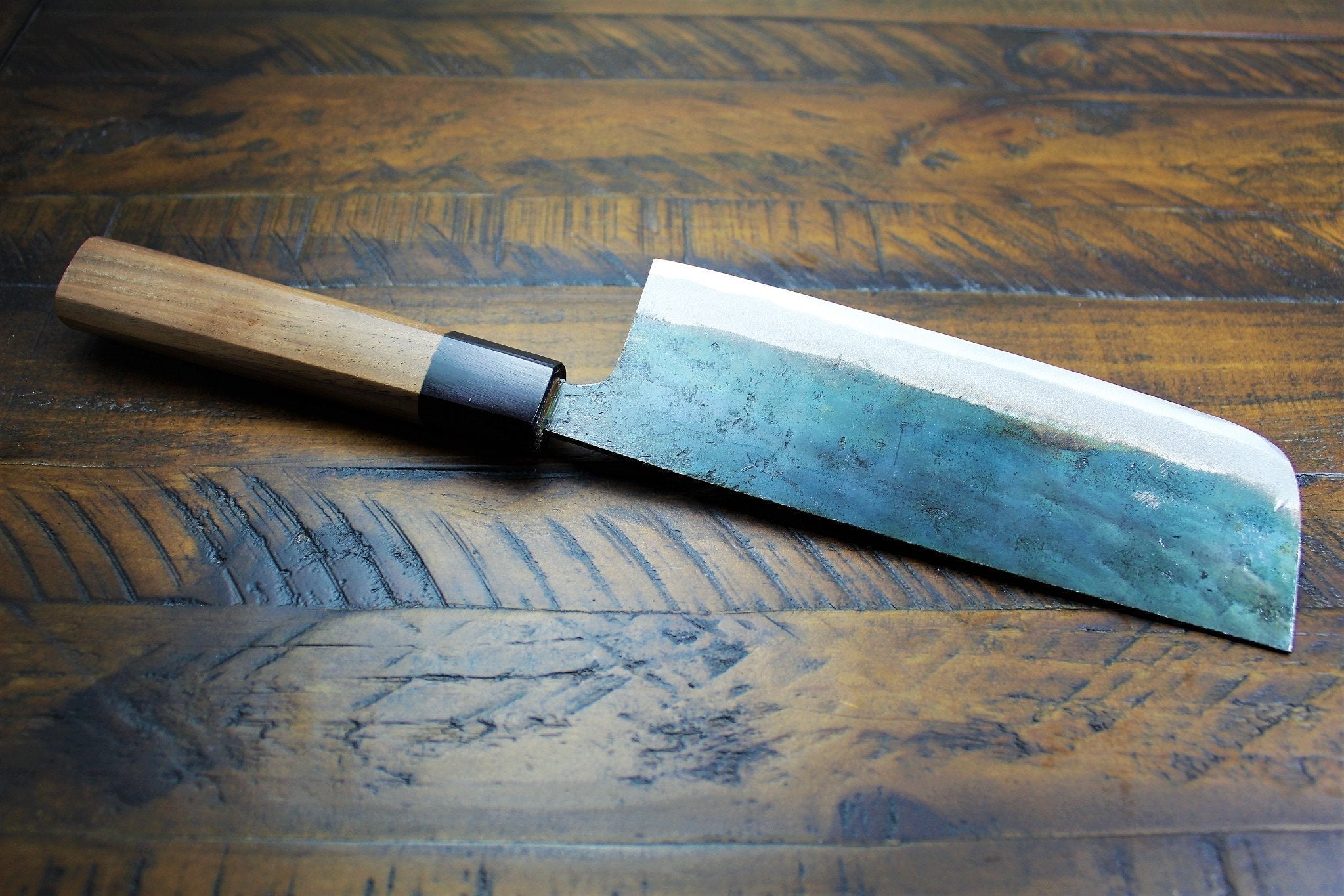Kitchen Knives - Sakai Takayuki Nakiri Knife 170mm (6.7") Kurouchi Aoniko / Blue Steel #2