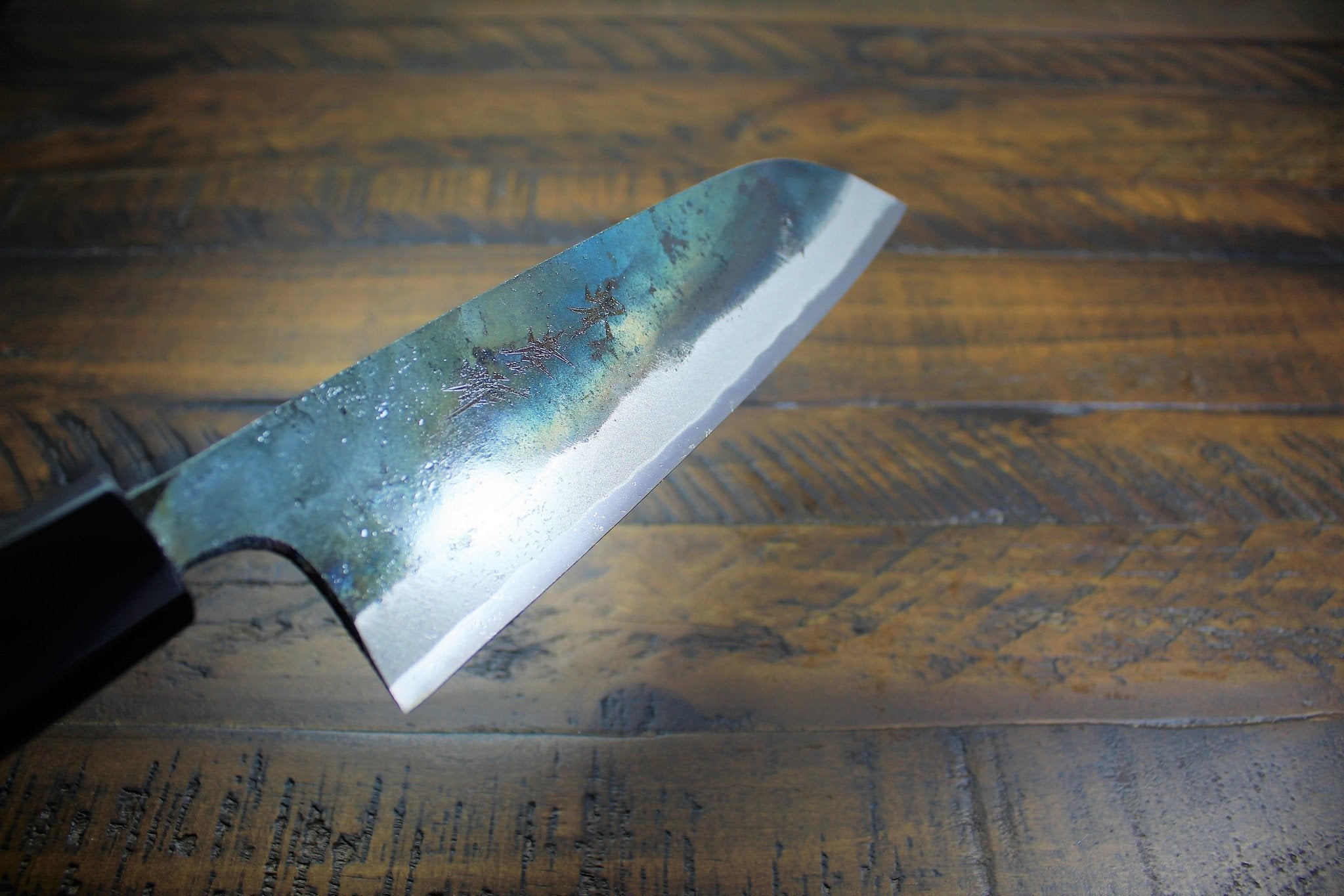 Kitchen Knives - Sakai Takayuki Santoku 170mm (6.7") Kurouchi Aoniko / Blue Steel #2