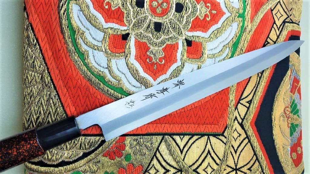 Kitchen Knives - Sakai Takayuki Shobu Knife 240mm (9.4") With Saya - Shikisai Kincha - Molybdenum Stainless Steel