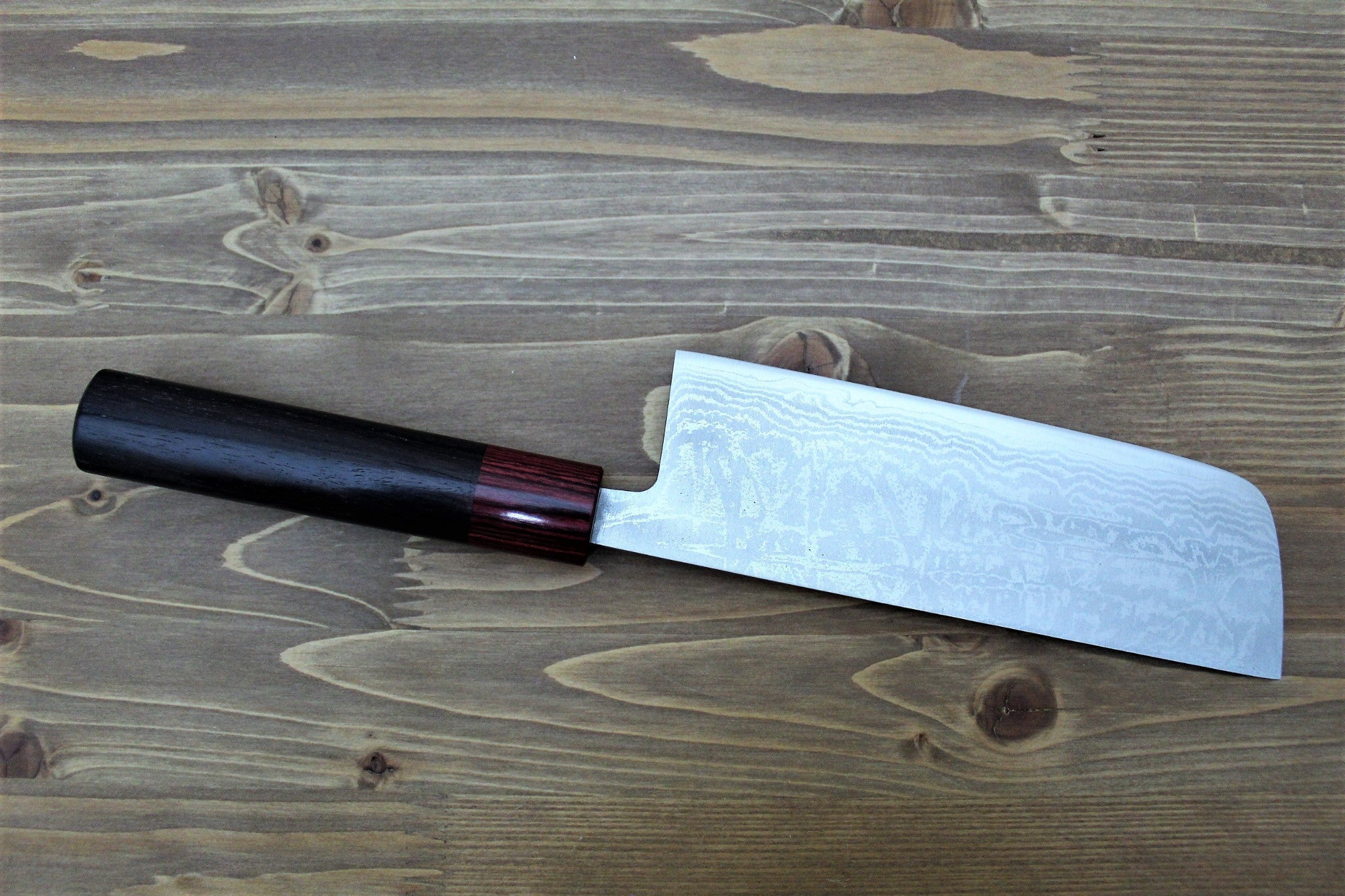 Kitchen Knives - Sawakazuma Setsugetsuka VG-10 Damascus Nakiri Knife 165 Mm / 6.5" Rosewood Handle