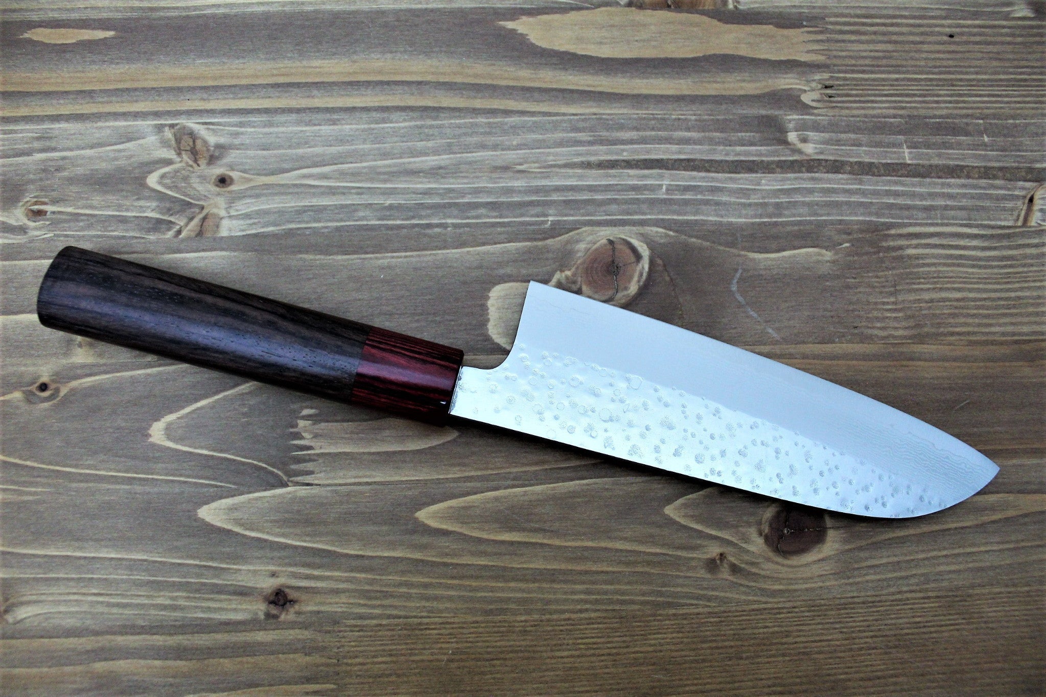 Kitchen Knives - Sawakazuma Setsukei VG-10 Damascus Santoku Knife 165 Mm / 6.5" Rosewood Handle
