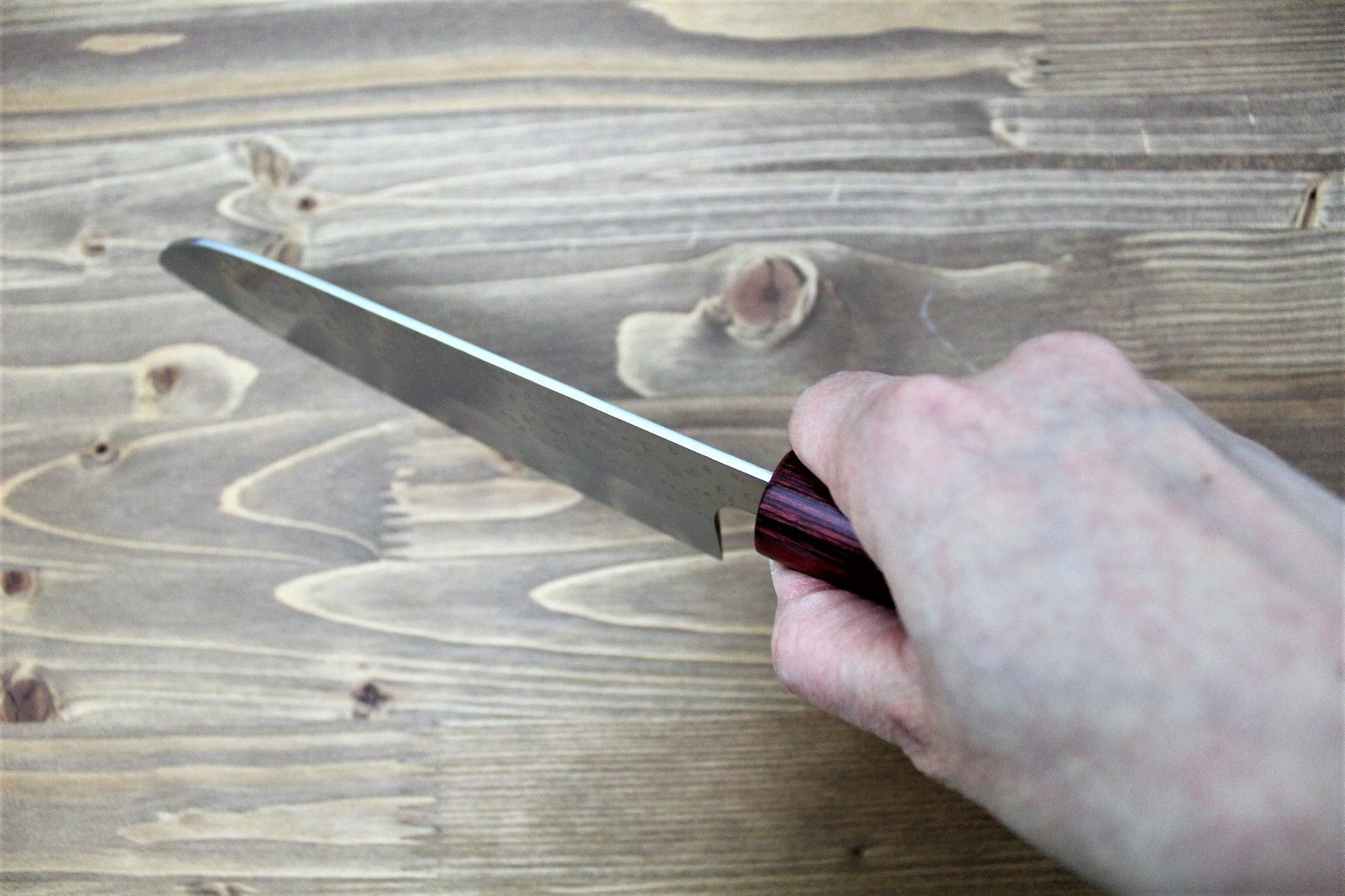 Kitchen Knives - Sawakazuma Setsukei VG-10 Damascus Santoku Knife 165 Mm / 6.5" Rosewood Handle